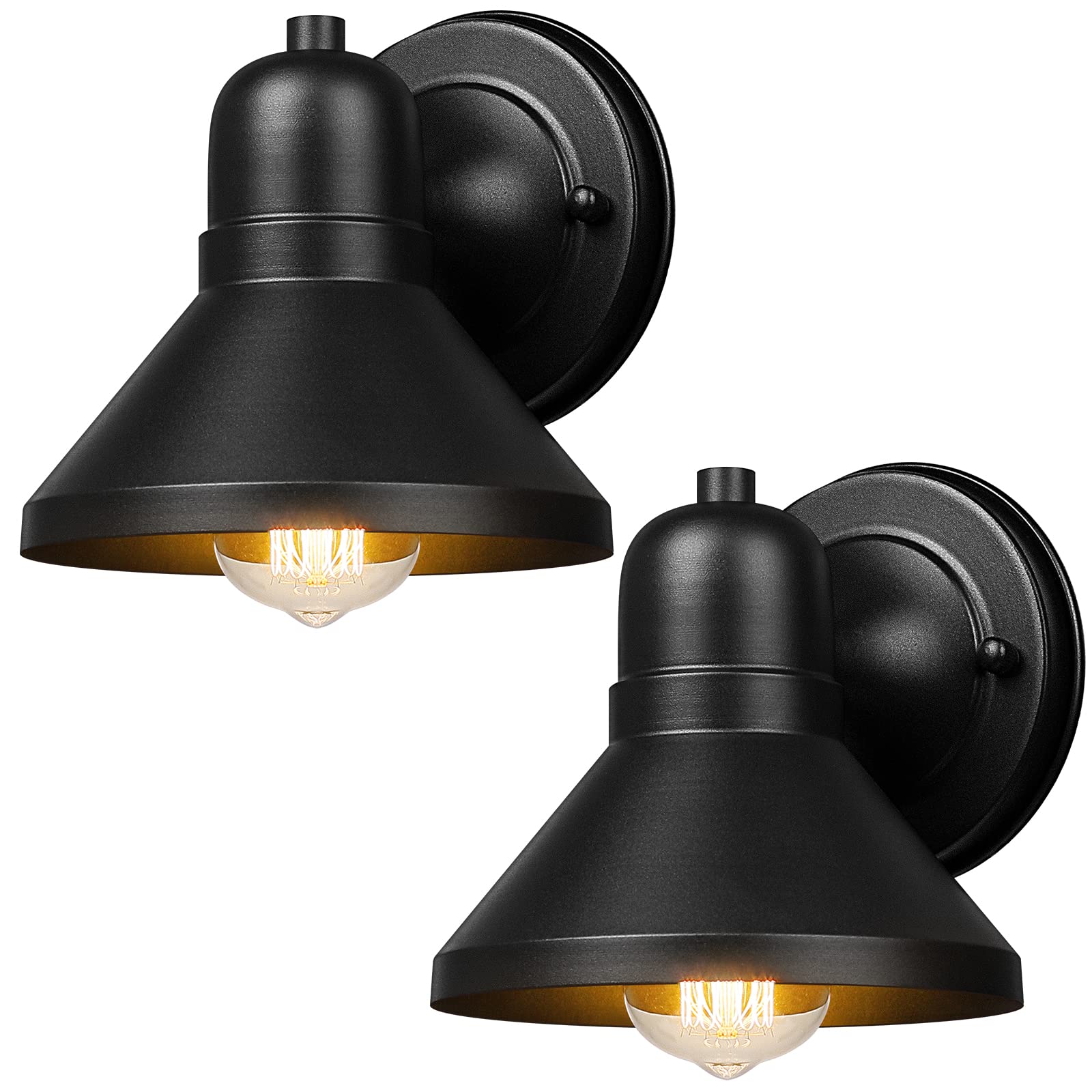 Brightever Outdoor Lanterns, 2-Pack Waterproof Black Wall Mount Lights, E26 Socket, Modern Design