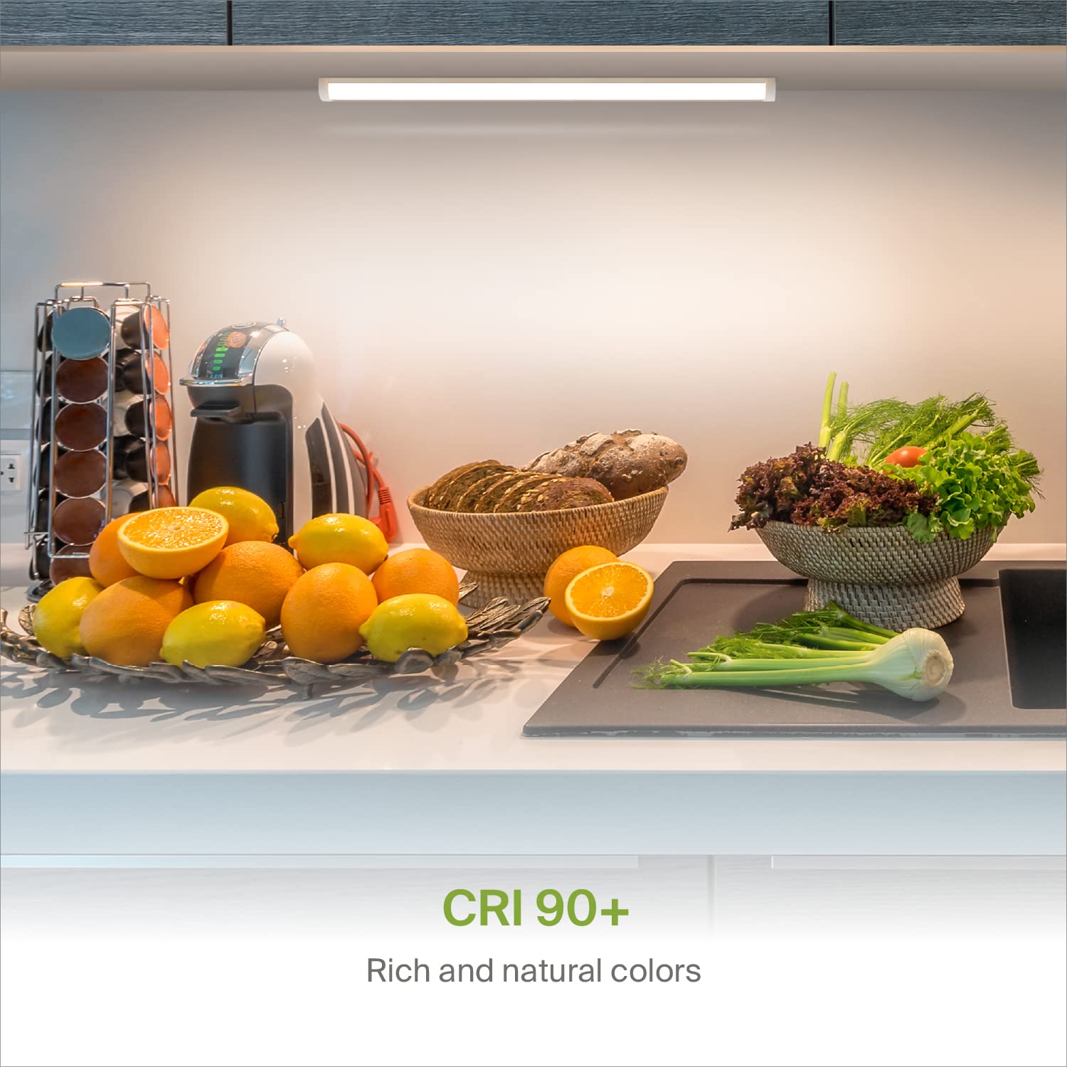 ASD LED Under Cabinet Lighting, 24 inch 12W 822 LM, Dimmable Hardwired Under Cabinet Lights for Kitchen, 3000K/4000K/5000K, Unde
