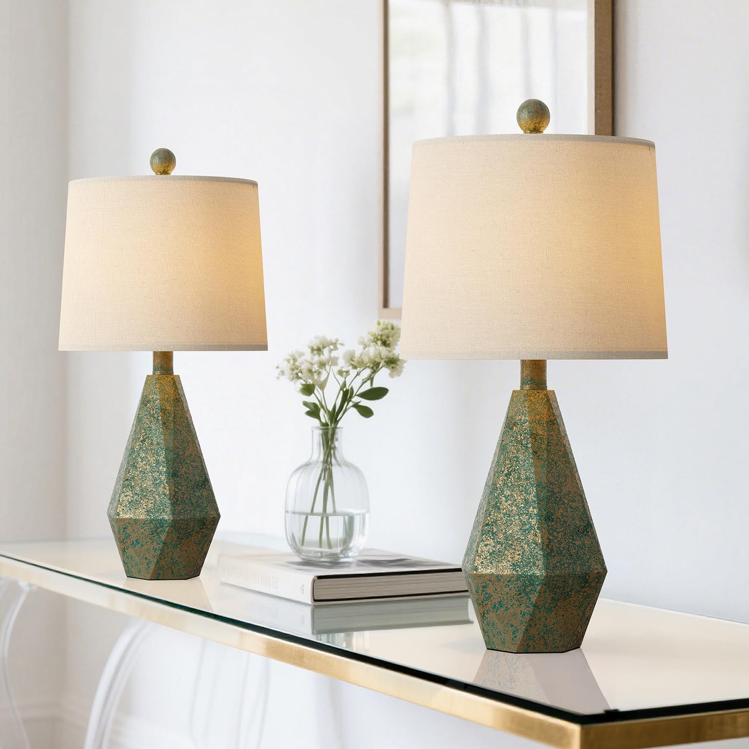 Pokat 20.25'' Vintage Table Lamps Set Of 2 For Night Stands, Modern Bedside Lamps For Bedroom Living Room, Farmhouse Bedroom Lam