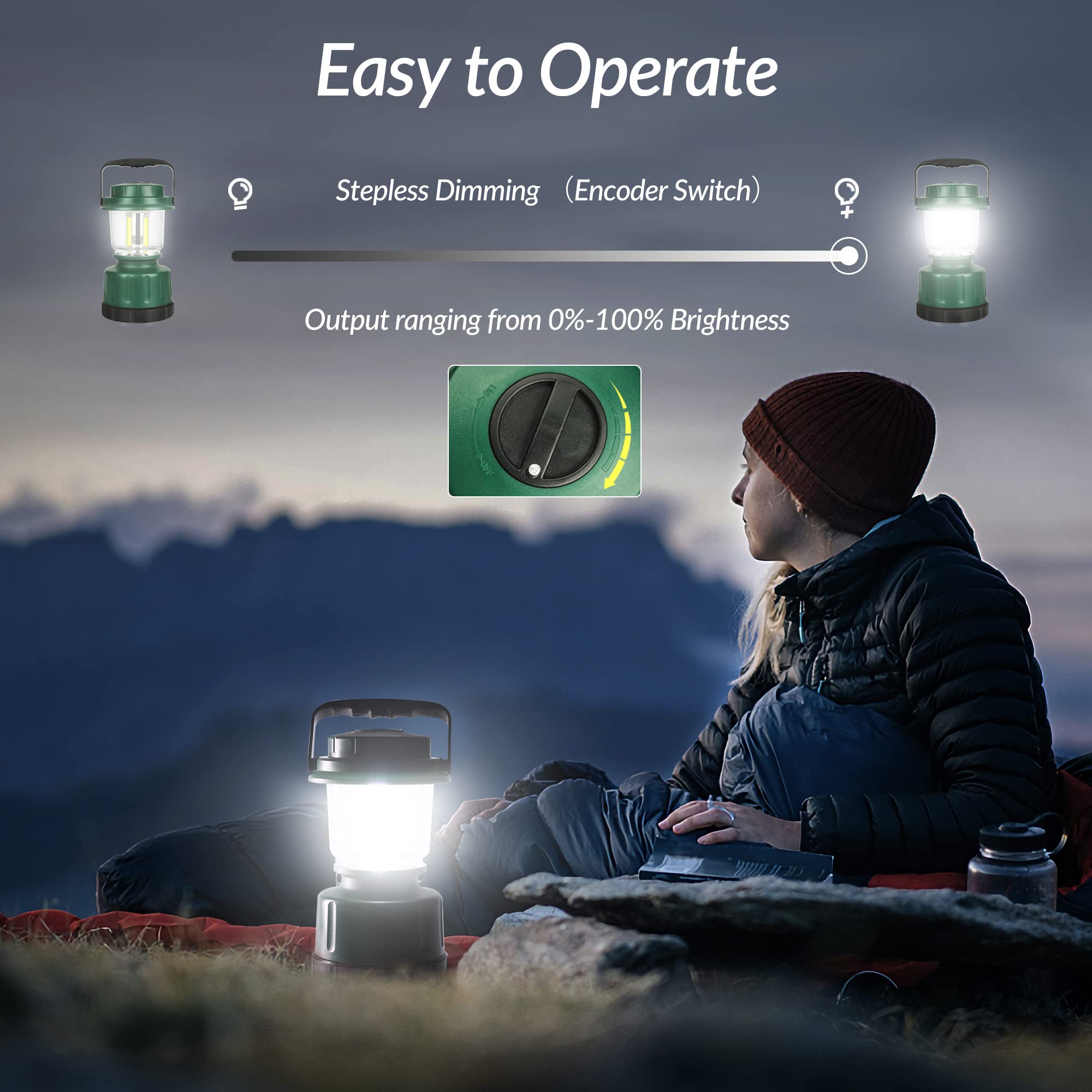 Elesall Led Camping Lantern - 2500Lm Cob, Water Resistant, Battery Powered For Emergency, Hiking