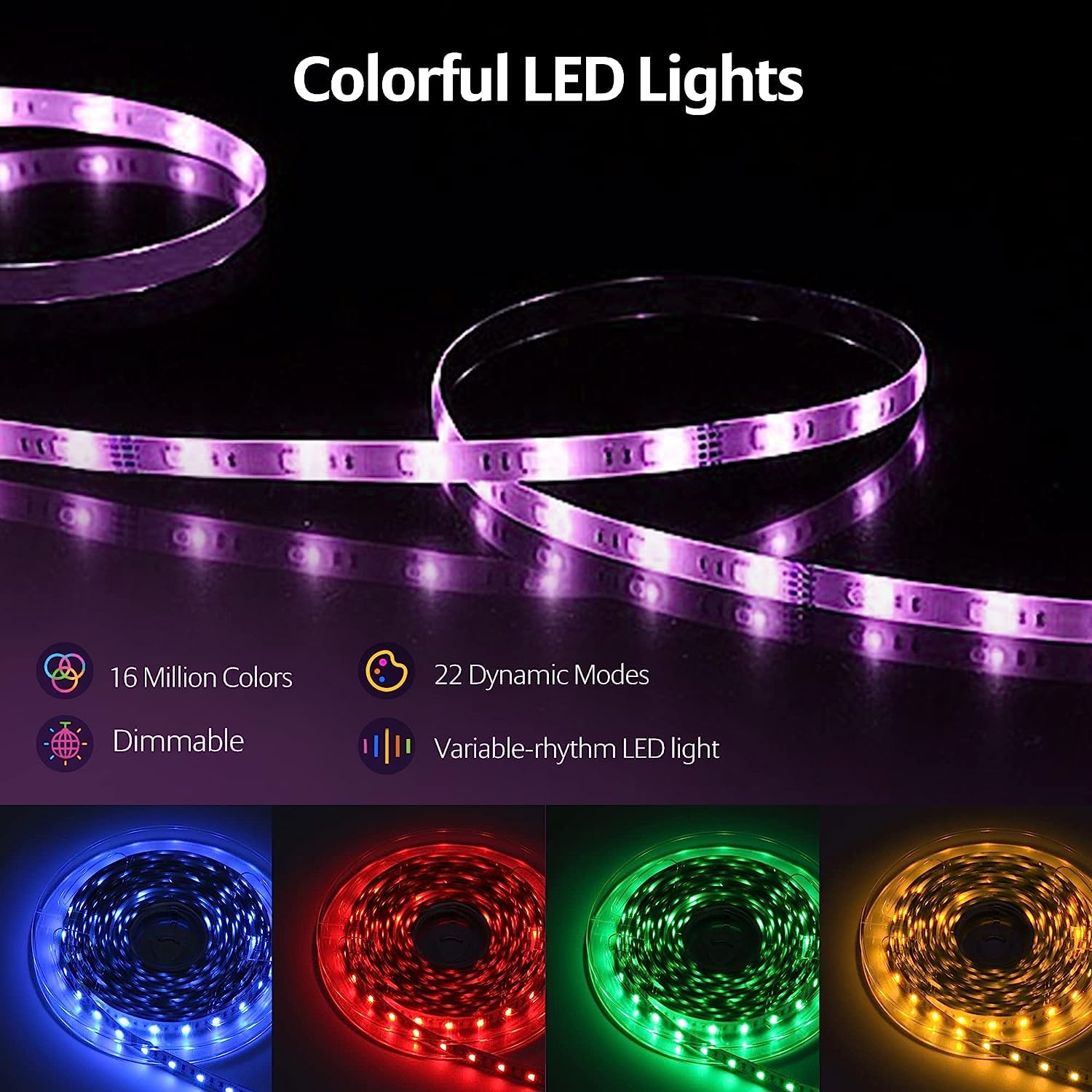 ROLiGHTiC 55FT LED Boat Lights, RGB Waterproof Marine Strip Lights, 12V with APP/RF Remote Control, Ideal for Pontoon and Fishing Boats