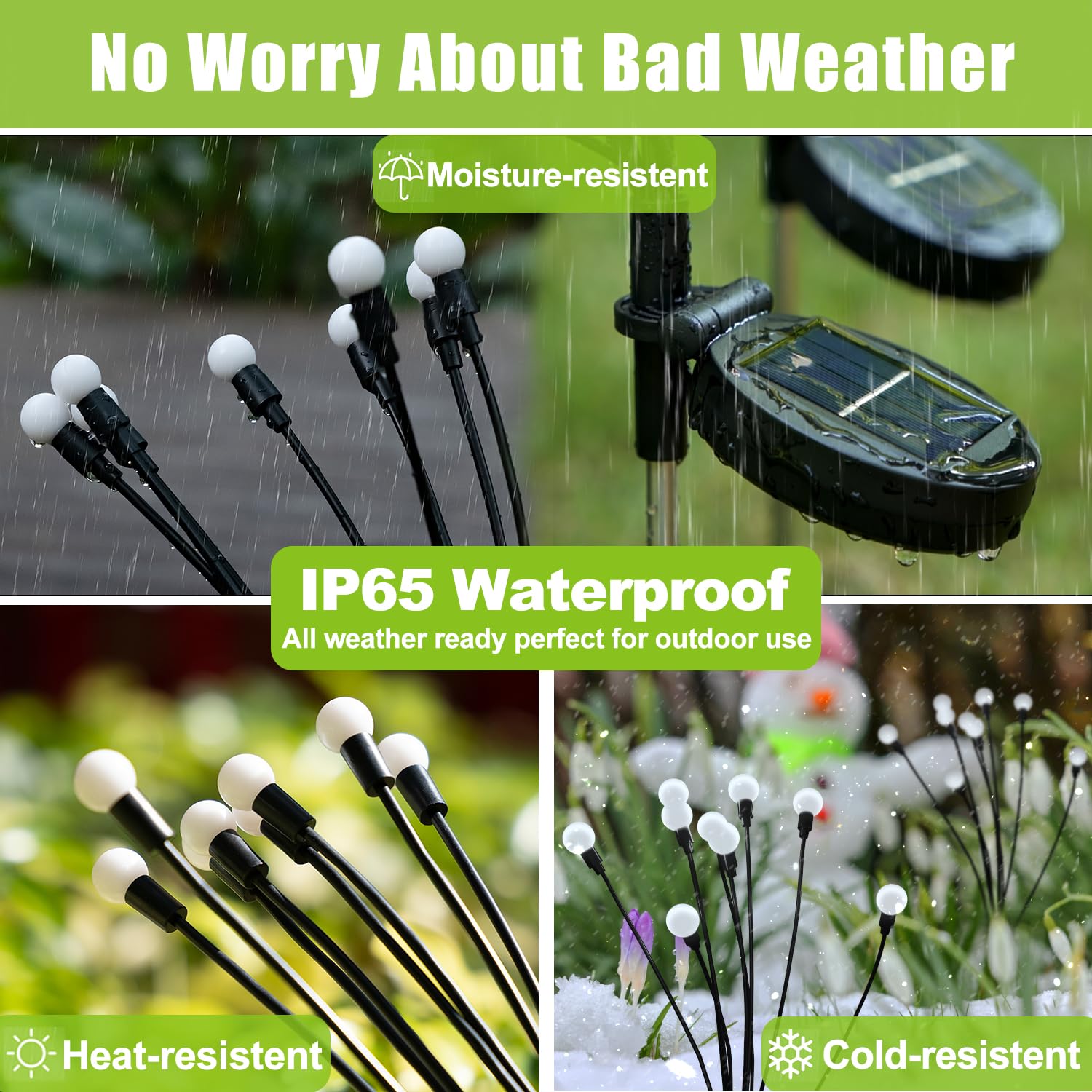 Flumy Solar Lights For Outside - 4 Pack Warm White Waterproof Garden Decor, Firefly Lights