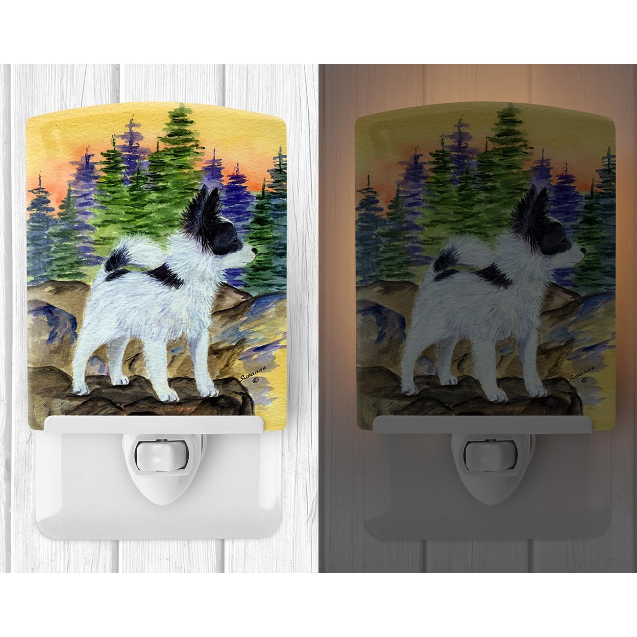 Carolines Treasures Papillon Ceramic Night Light, UL-Certified, 6x4x3, Multicolor, Model SS8194CNL