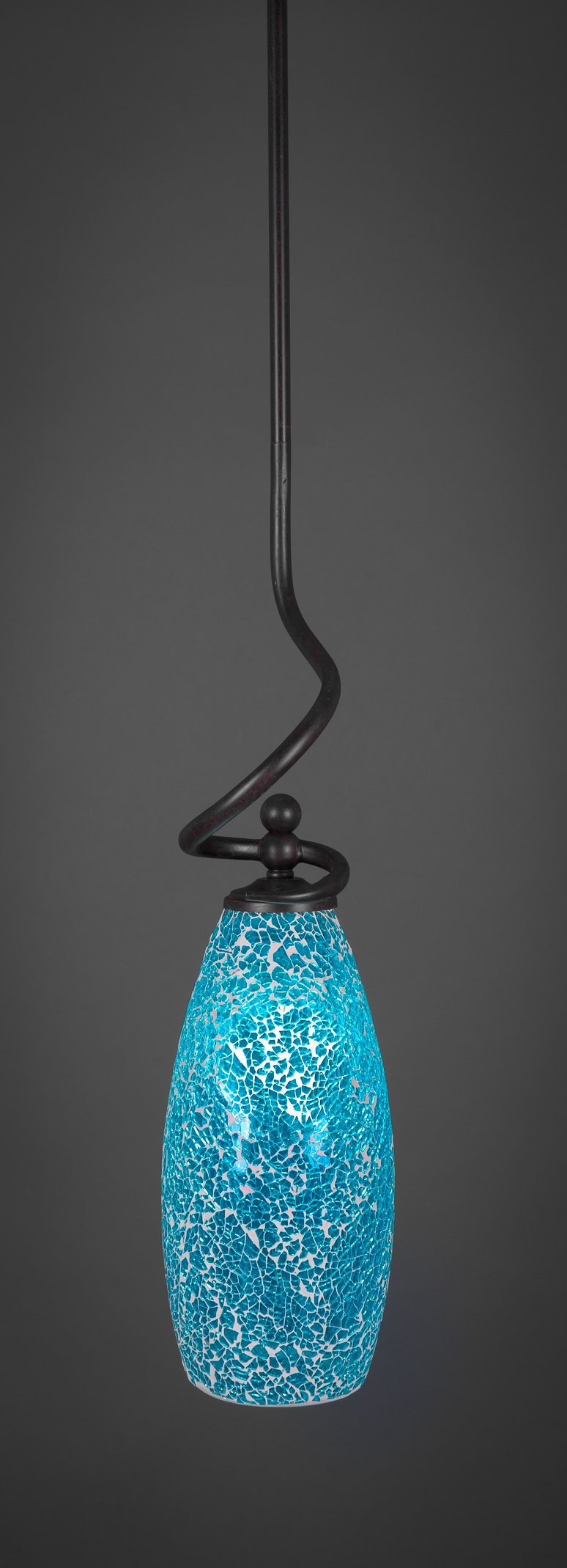 Toltec Lighting 901-DG-5065 Capri Stem Mini Pendant with Hang Straight Swivel with 5.Inch Turquoise Fusion Glass, Dark Granite Finish