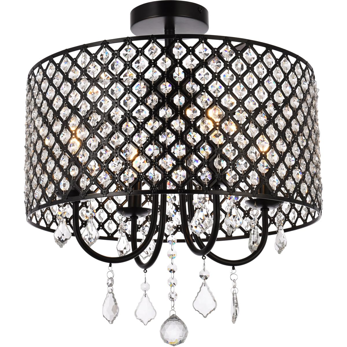 Living District 4-Light Flush Mount Ceiling Light, Metal, Black Finish, Model LD710F17BK