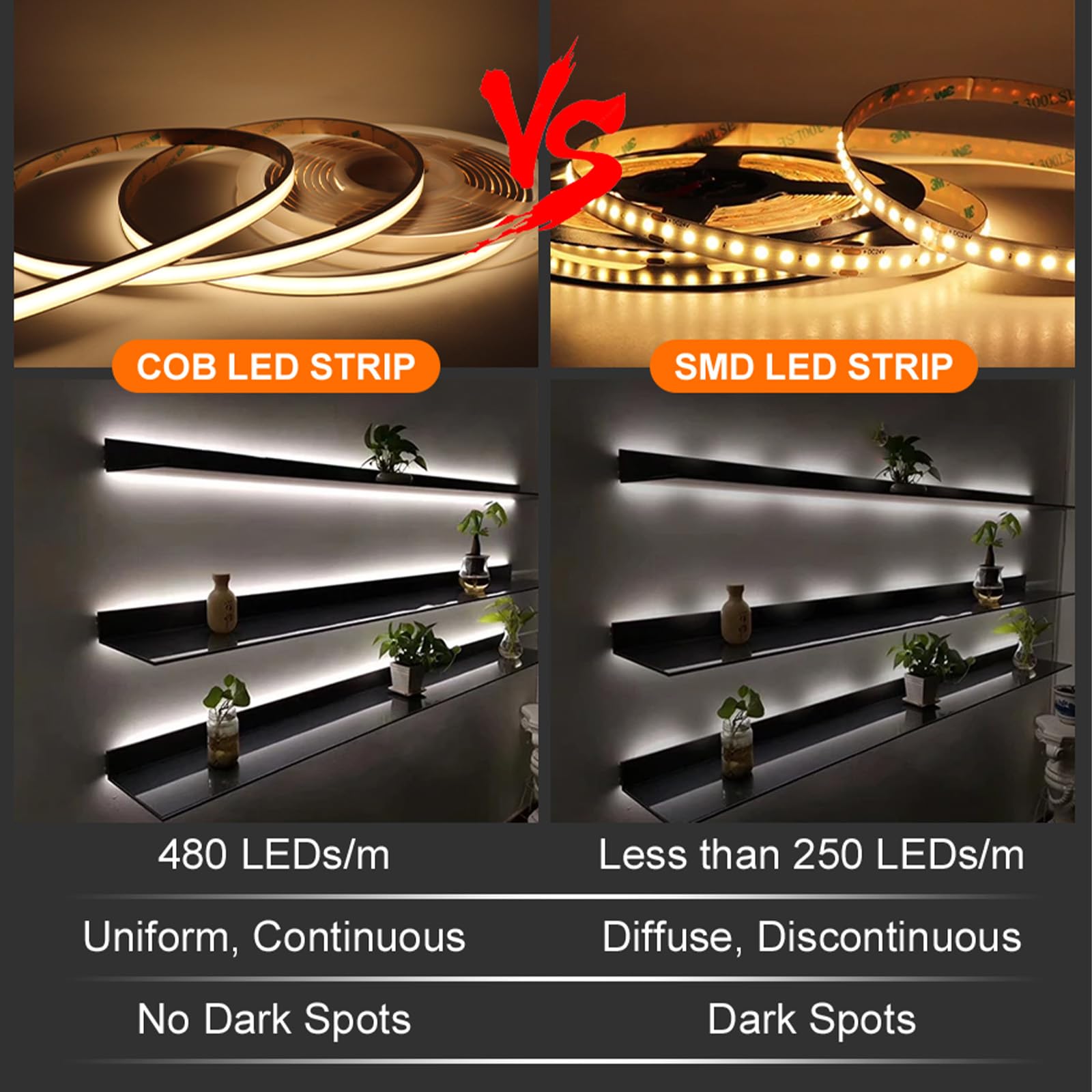 Maliigaza Free Cuttable Cob Led Neon Strip Light Waterproof Ip68, 12V 16.4Ft 4000K Silicone Flexible Diy Led Tape Light For Outd