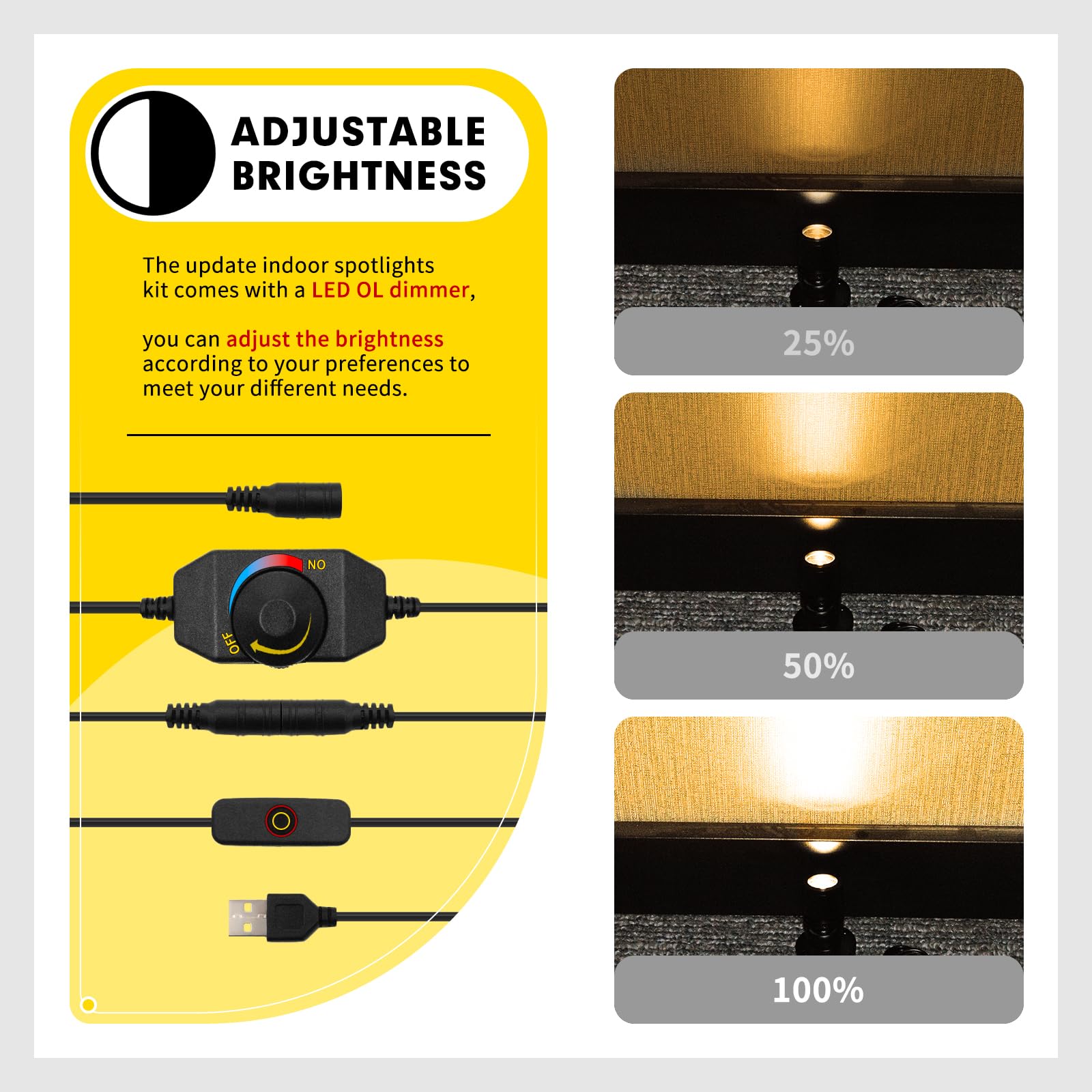 Dtructiew Led Spot Light 6Pcs, Mini Led Spotlight Indoor With Dimmer, 1W 5V Dimmable Led Spot Lights Indoor Accent Lights Adjust