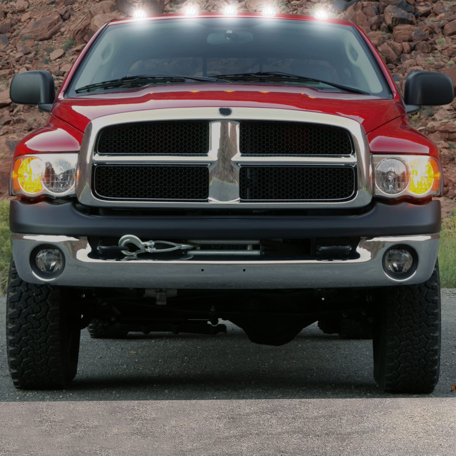 R&F Auto LED Cab Lights - 5Pcs Clear Lens Roof Marker Lights for Ram 1500/2500/3500 (2003-2018) - White Plastic Running Lamps