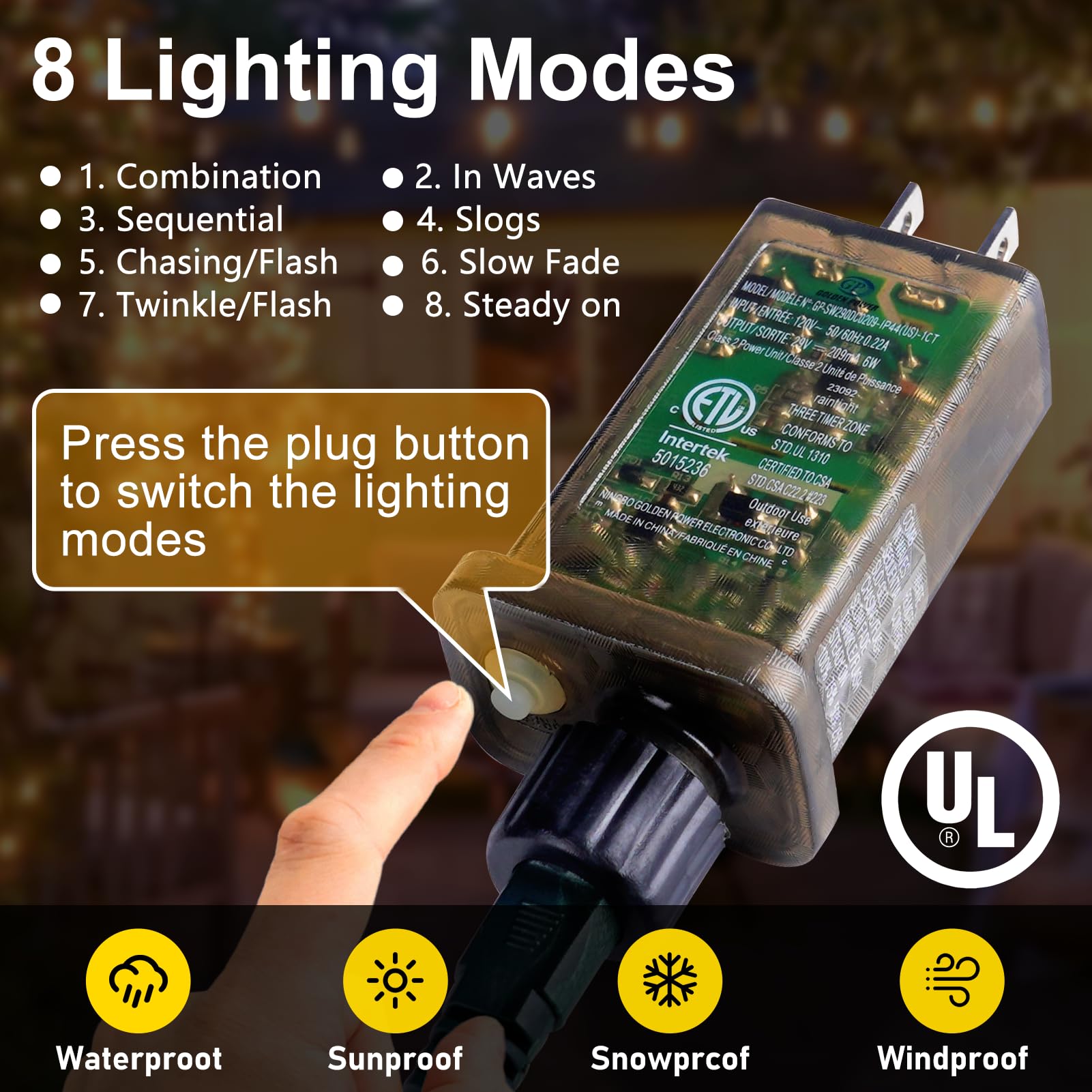 Knonew 400Ft Outdoor Christmas Fairy Lights Plug In,1200 Led String Lights Outdoor Waterproof 8 Modes Memory Times For Wedding B