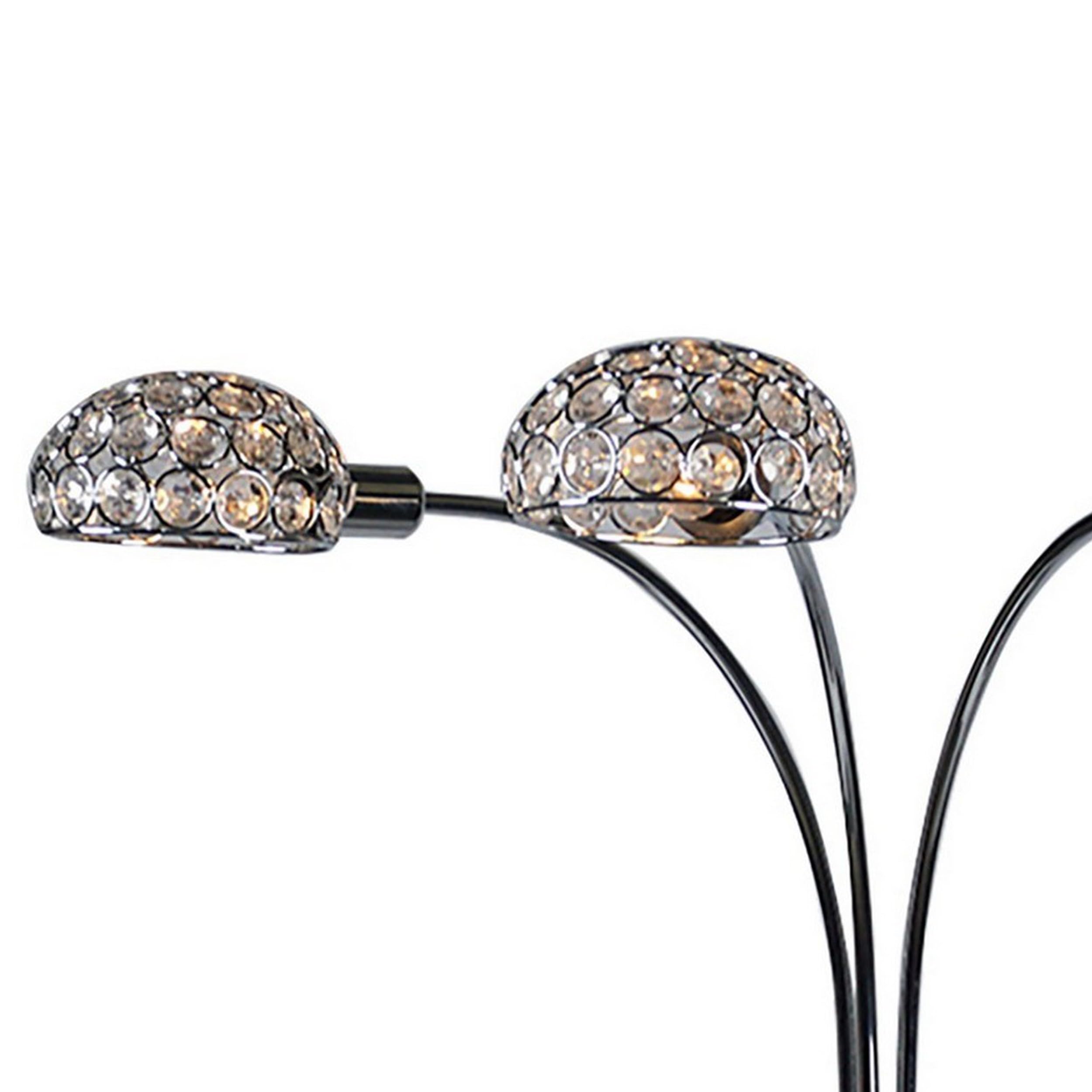 Benzara 3-Light Table Lamp - 33 Round, Chrome Metal With Crystal Accents, Model Bm300846