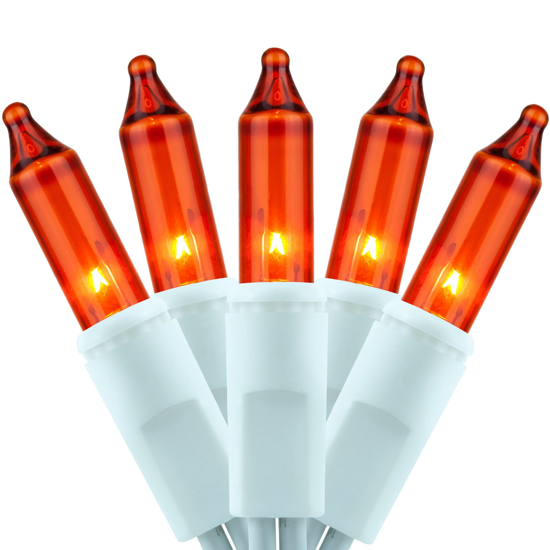 YULETIME 200 Orange Christmas Lights, Pack of 2 Strands of 21 ft 100 Count UL Certified Incandescent Mini String Light (Orange -