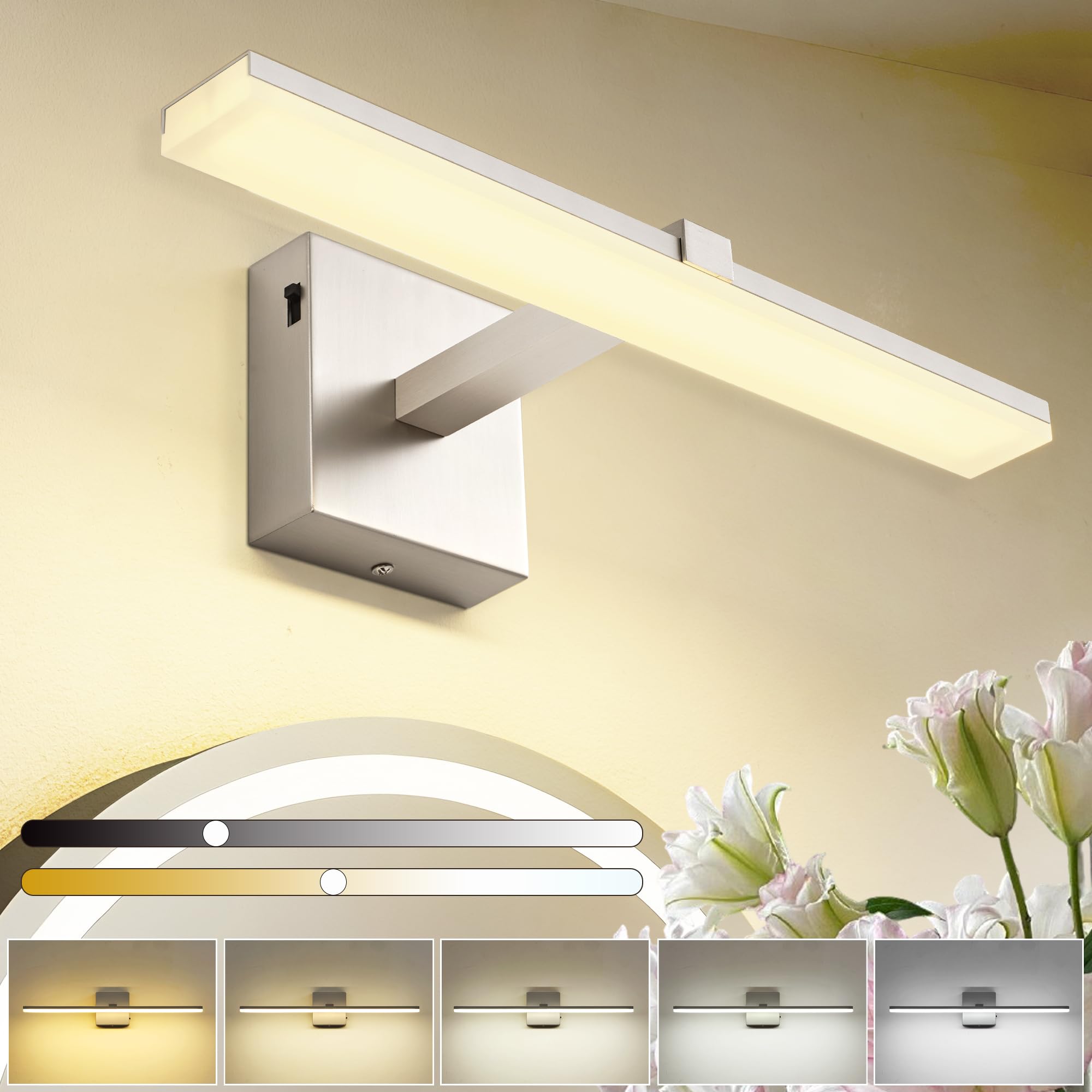 ZUZITO 18 Inch Vanity Lights for Bathroom Brushed Nickel Over