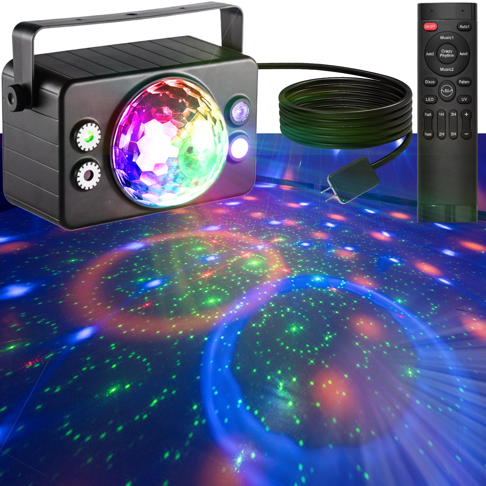 Disco Ball Light Party Lights DJ Disco Lights LED Stage Strobe Light Sound Activated with Remote Control for for Parties Xmas Cl