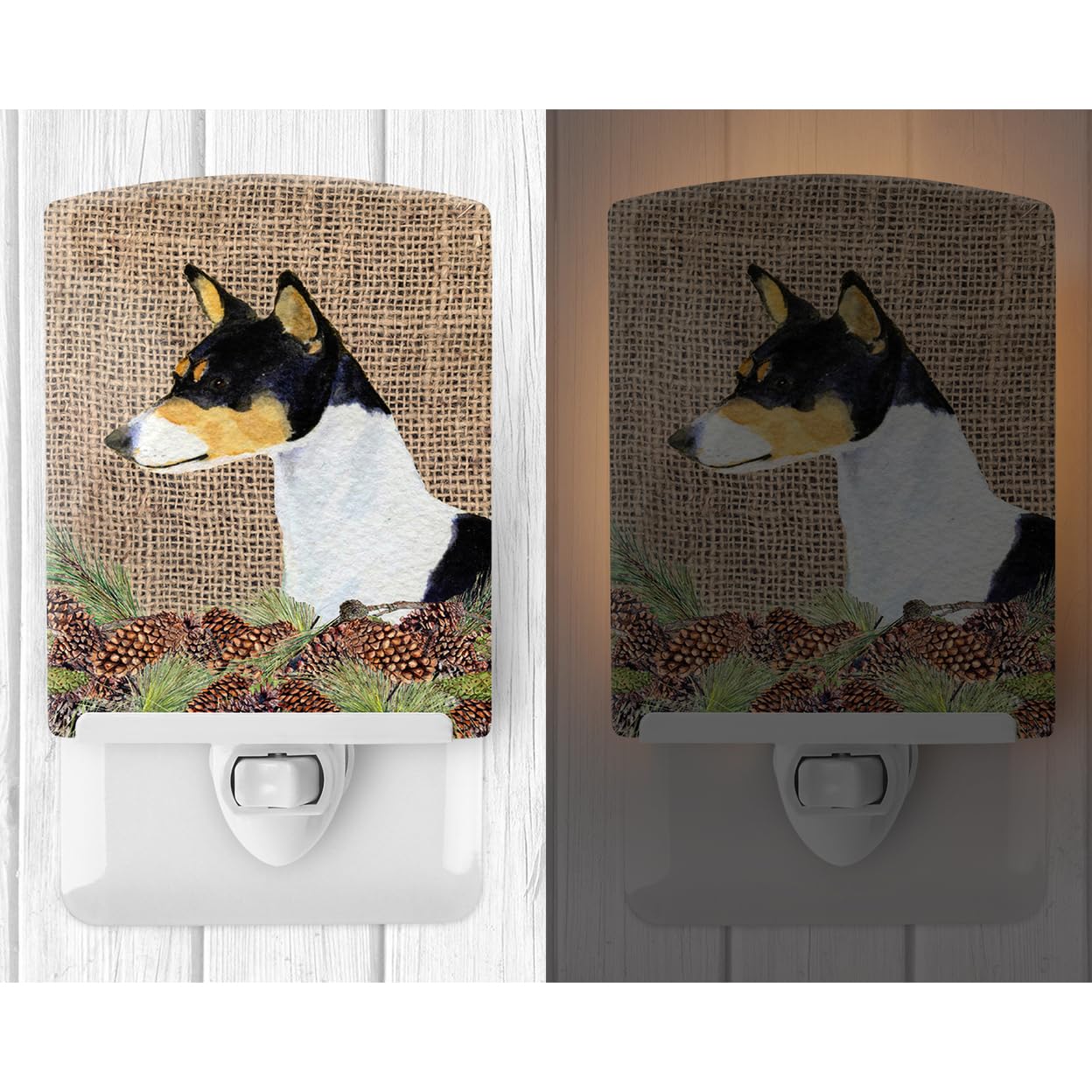 Carolines Treasures Ceramic Night Light Basenji Design 6x4x3in UL-Certified Compact for Bedroom, Bathroom, Nursery, Multicolor