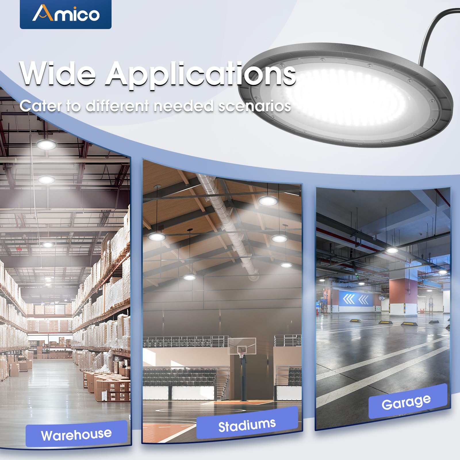 Amico Ufo Led High Bay Light 150W 21000Lm 5000K High Bay Led Shop Lights For Workshop Warehouse Barn With Ul Listed Us Hook 5 Cable Alternative To 650W Mh/Hps For Commercial Lighting Fixture 20 Pack