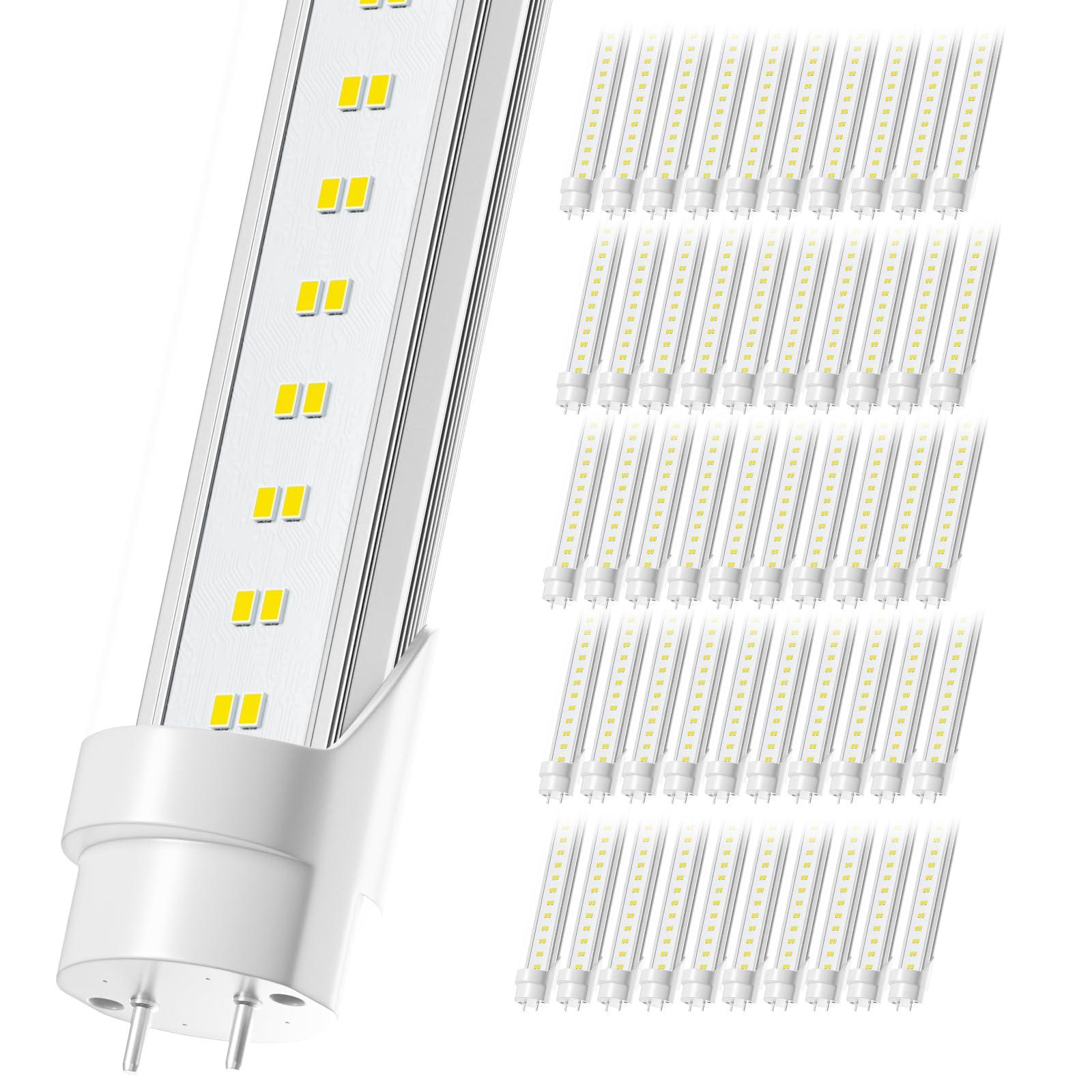 Onlylux 50 Pack T8 Bulbs 4 Foot 6500K Daylight, 5000Lumens, 36W, 4Ft Led Bulbs Ballast Bypass Type B Dual-End Powered, 4Ft Led T