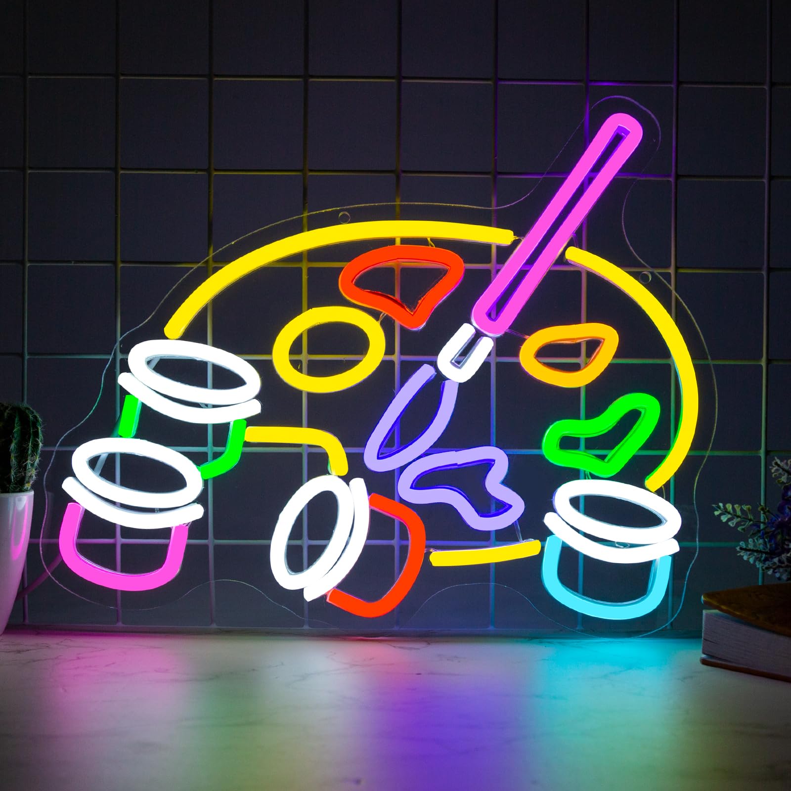 Saly Ror Paint Palette Neon Sign Led Light for Wall Decor, Neon Lights for Business Sign Studio, Neon Led Light for Graduation G