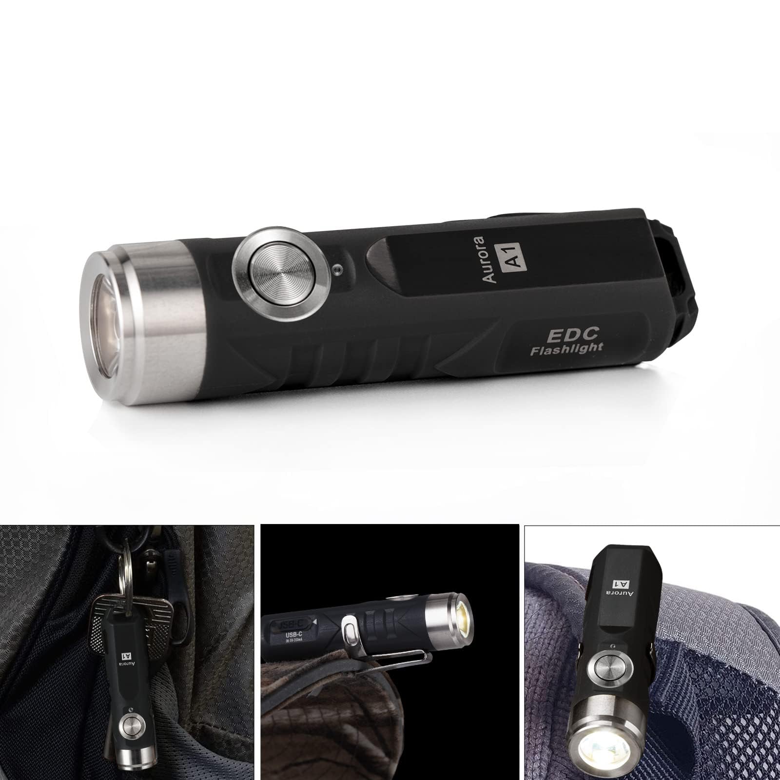 RovyVon A1 Gen 4 EDC Flashlight 650 Lumens Mini Keychain Rechargeable Black