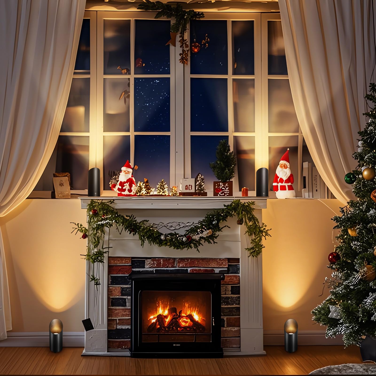 Powfloven 2 Pack Wireless Battery Operated Spotlights Indoor With Remote, Mini Black Cordless Rechargeable Floor Can Lights, Sma