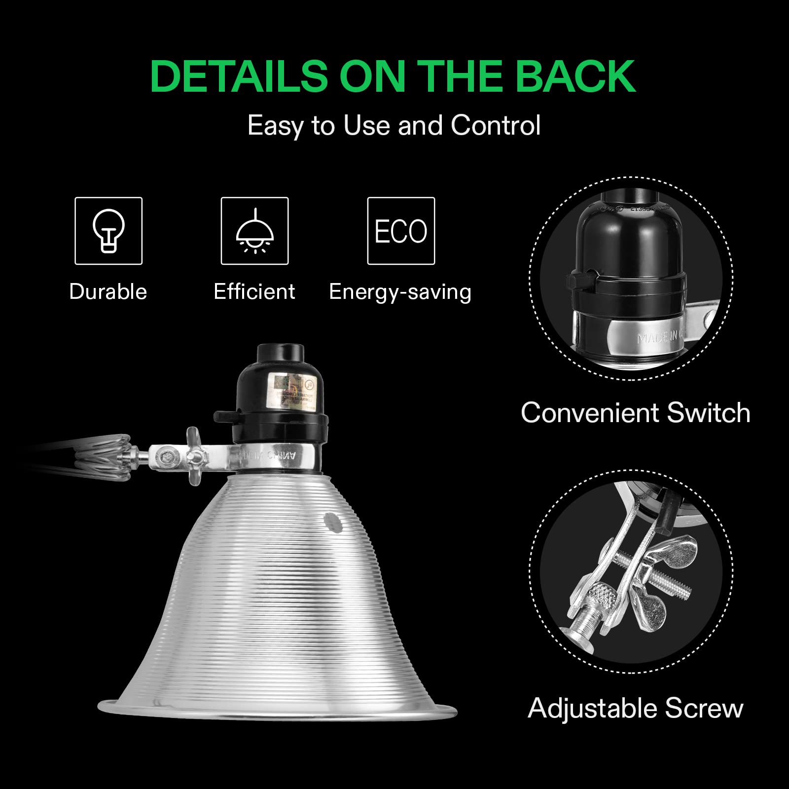 Vivosun 2-Pack Clamp Lamp Light With Detachable 5.5 Inch Aluminum Reflector Up To 60W E26 Socket (No Bulb Included), 6 Feet Cord, Ul Listed