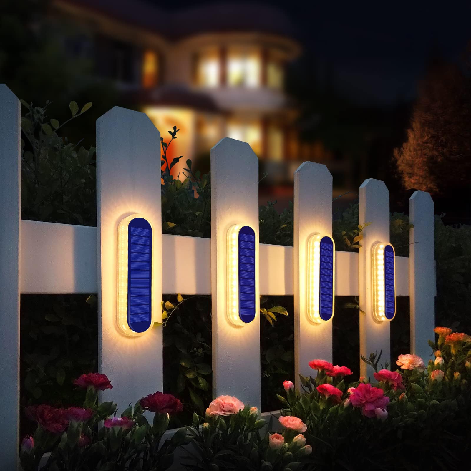 YiLaie Solar Stair Lights, Waterproof Warm White, 6 Pack-Rounded Rectangle, Auto ON/OFF, Polycarbonate, Model HO-SQDL-6
