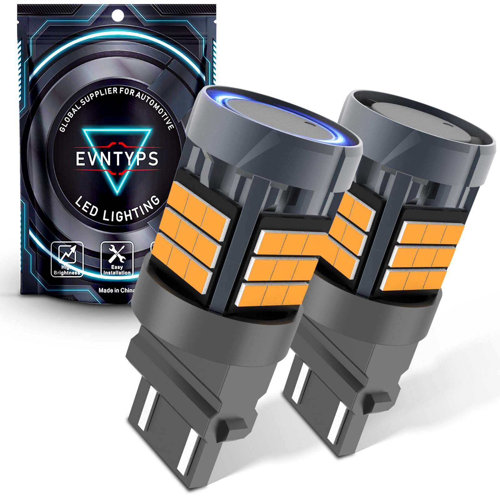 evntyps 3157 LED Turn Signal Bulb Anti Hyper Flash,3057 LED Bulbs With Built in Resistor,3156 LED Amber Yellow CANBUS Error Free