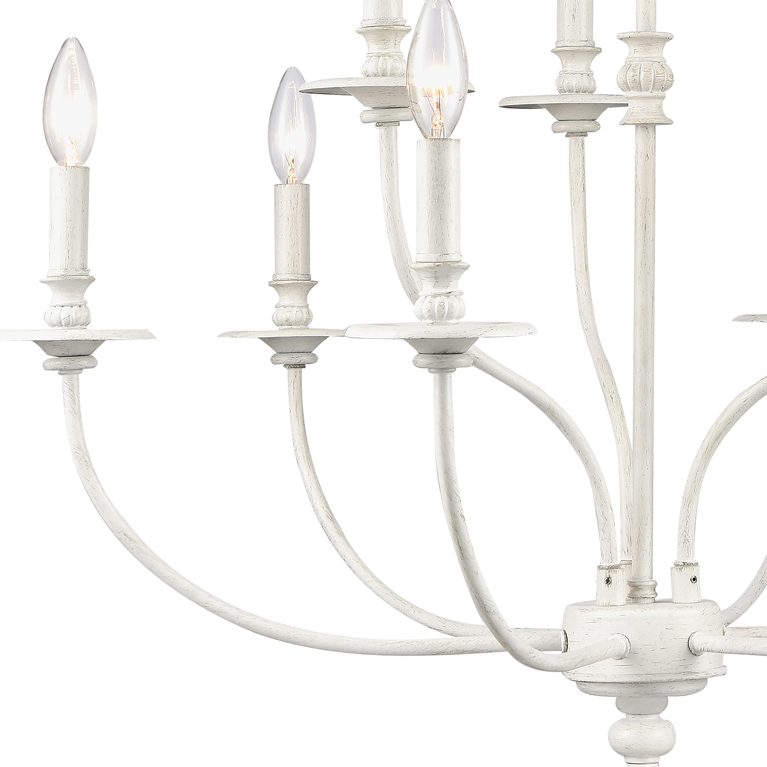 Elk Home Hartford 9-Light Chandelier, Farmhouse White, 29&quot; Wide, Traditional Alloy Steel Design