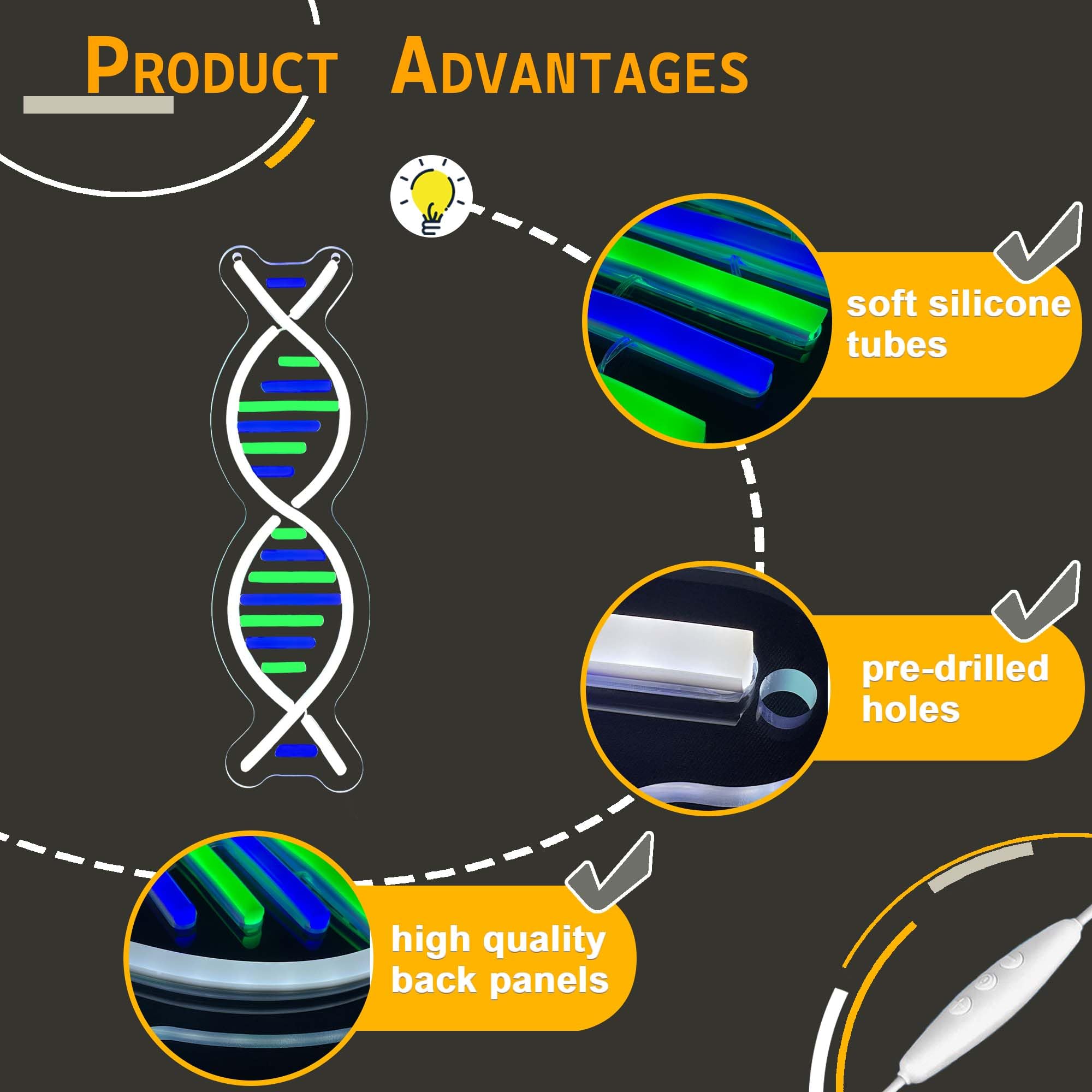 Dna Double Helix Neon Signs For Wall Decor  Dimmable Led Dna Neon Light Art Wall Sign  Usb Powered For Man Cave Gaming Room Bedroom Biology Science Gift Decor For Nurse Doctor Physician(4.7 * 16.1In)