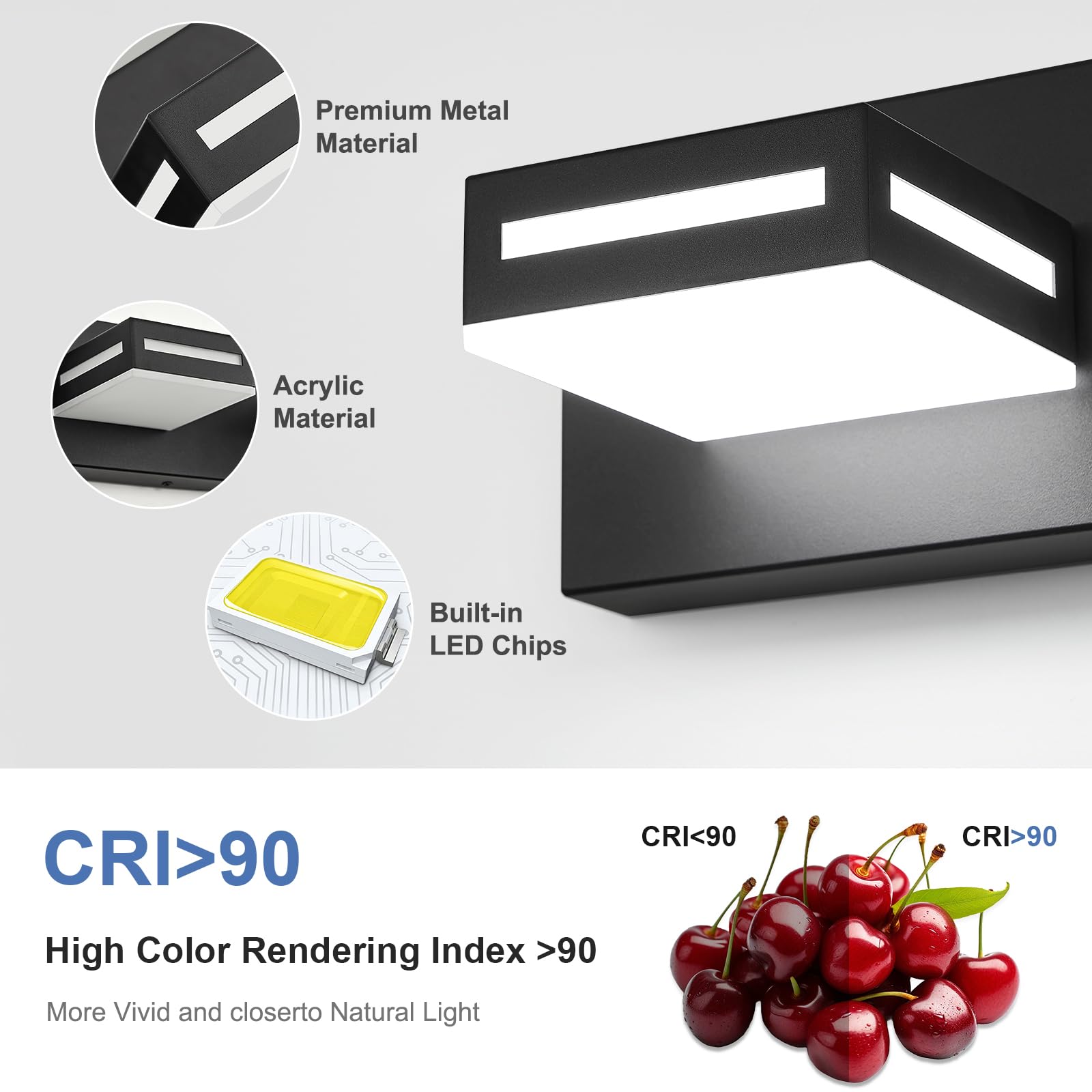 Donrao 40-Inch 5-Light Led Modern Black Bathroom Vanity Light Fixtures Over Mirror  Bathroom Lighting Fixtures With Cool White 6000K  Vanity Wall Lights For Bath Restroom Powder Room