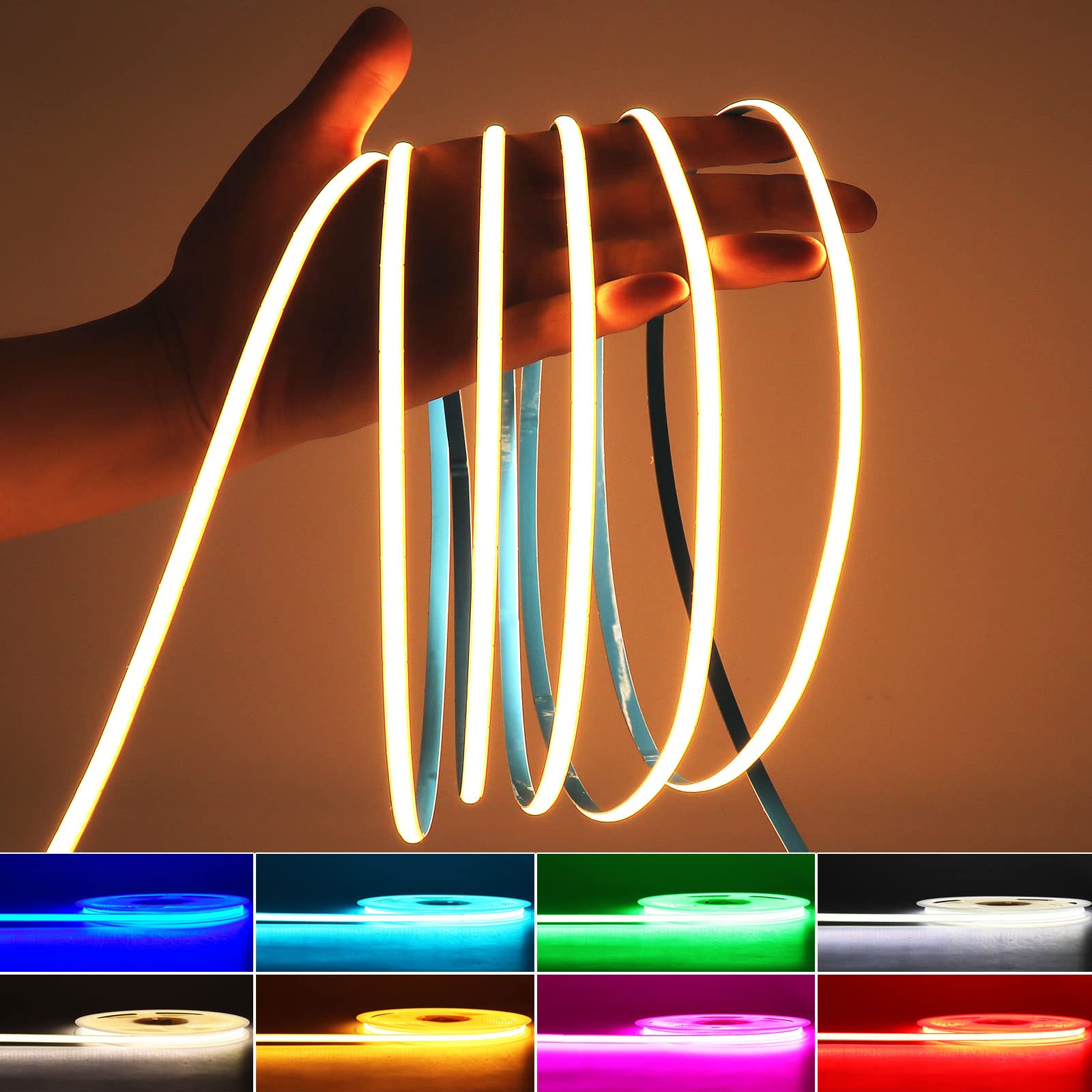 MALIIGAZA 5mm Ultra Thin COB LED Strip DC 24V, Cold White 6000K, RA>90 High CRI LED Tape Light, Cuttable Flexible, 16.4FT Super 