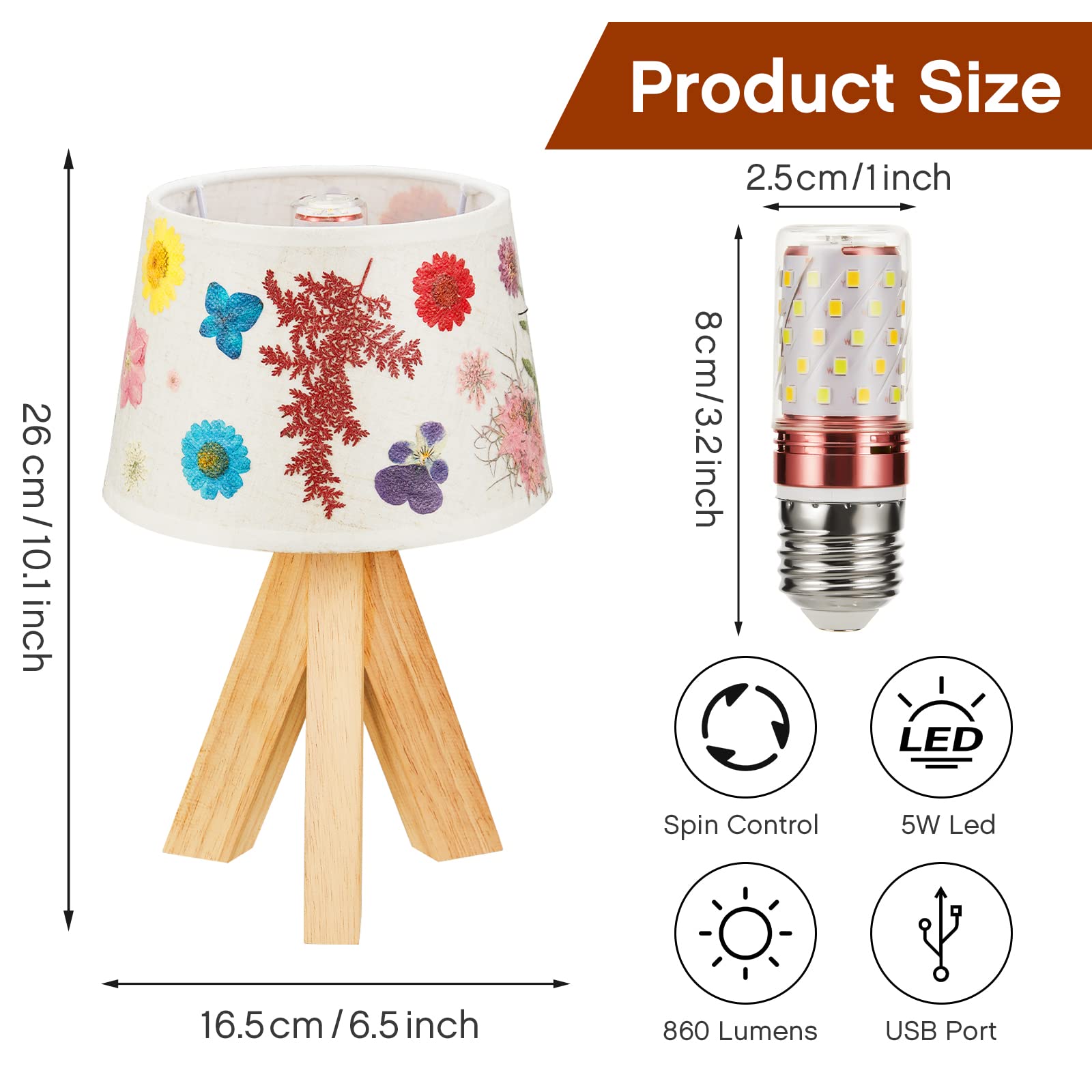 Hortsun Pressed Floral Lamp Bedside Vintage Flower Desk Lamp For Bedroom Living Room, Dorm, Home, Office Decor(1 Pcs,Triangle St