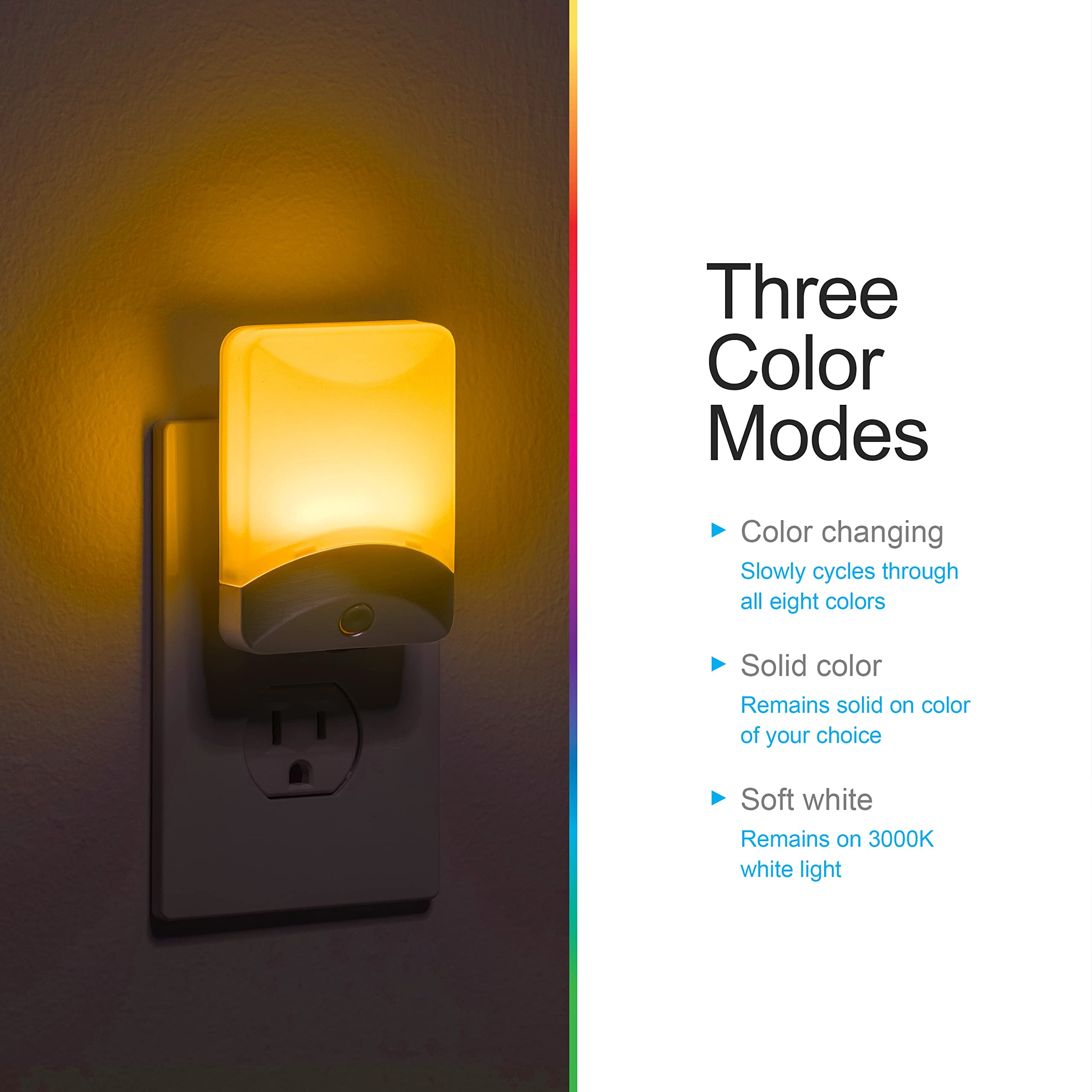 GE Color-Changing LED Night Light, 1 pack, Plug Into Wall, Dusk to Dawn Sensor, For bathroom, Childrens Room, Nursery, Safety Ra
