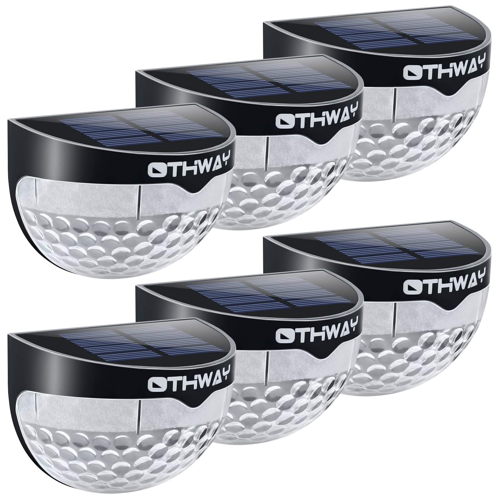 OTHWAY Solar Fence Post Lights, Decorative Deck Lighting, Plastic, Black, 6 Packs, Model GY-L6-Black