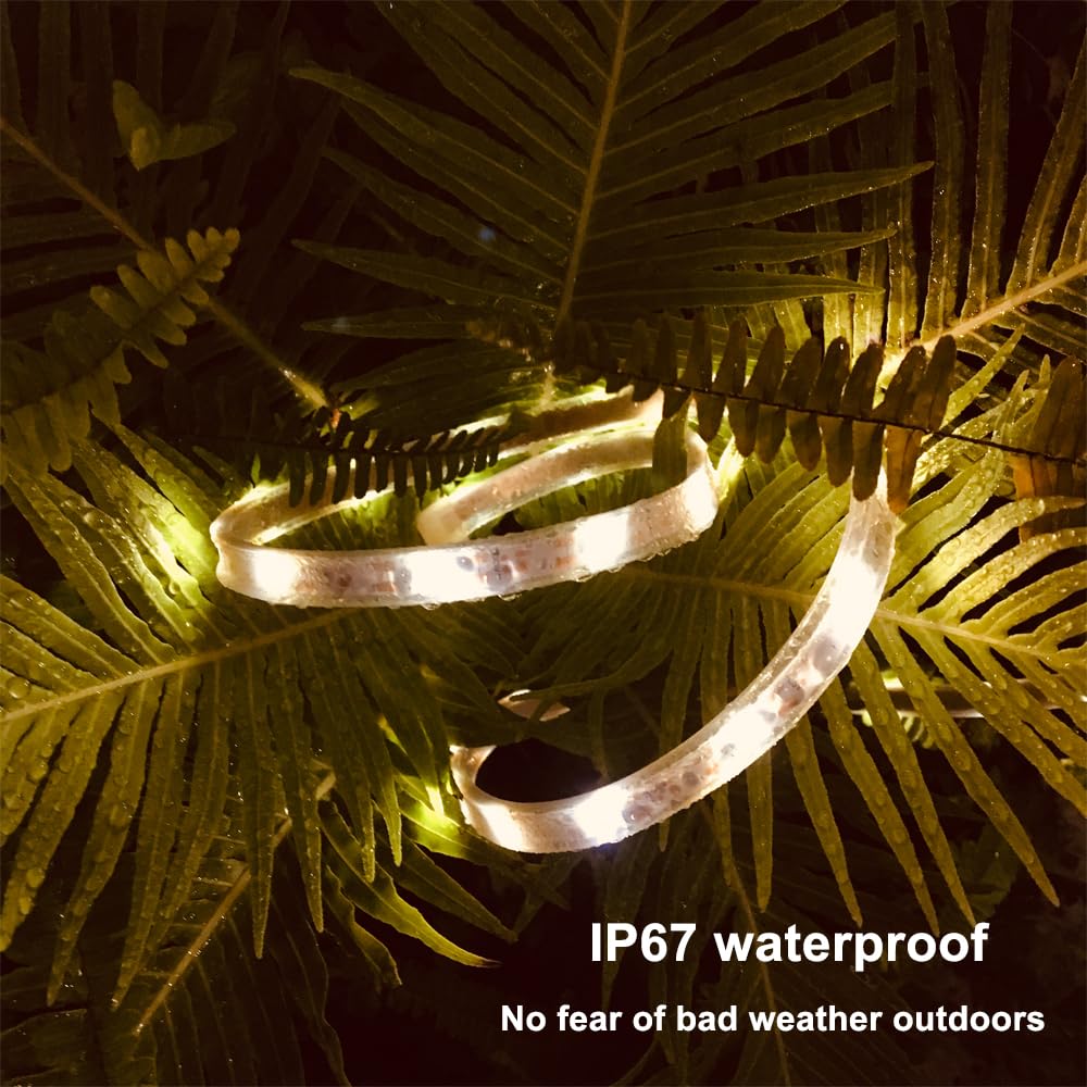 Solar Led Strip Lights Outdoor Waterproof 9.8Ft Warm White Solar Powered Strip Lights With Remote Timer 8 Lighting Modes Ip65 Waterproof Strip Lights For Step Gazebo Balcony Outdoor Bar Garden Decor