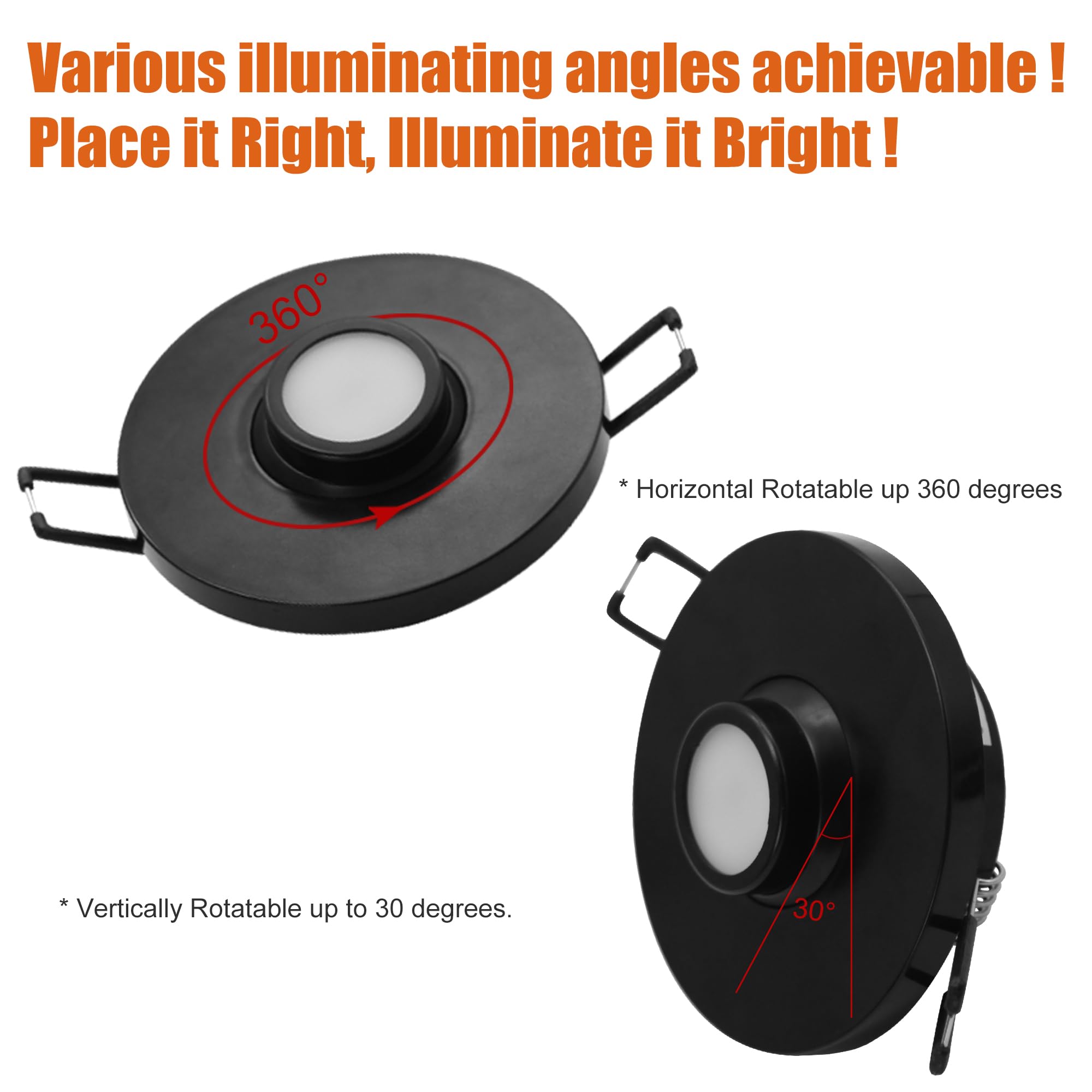 Facon Rotatable Puck Reading Light, 12V Interior Light, Black, Model RVR3RE-BK34, Pack of 1