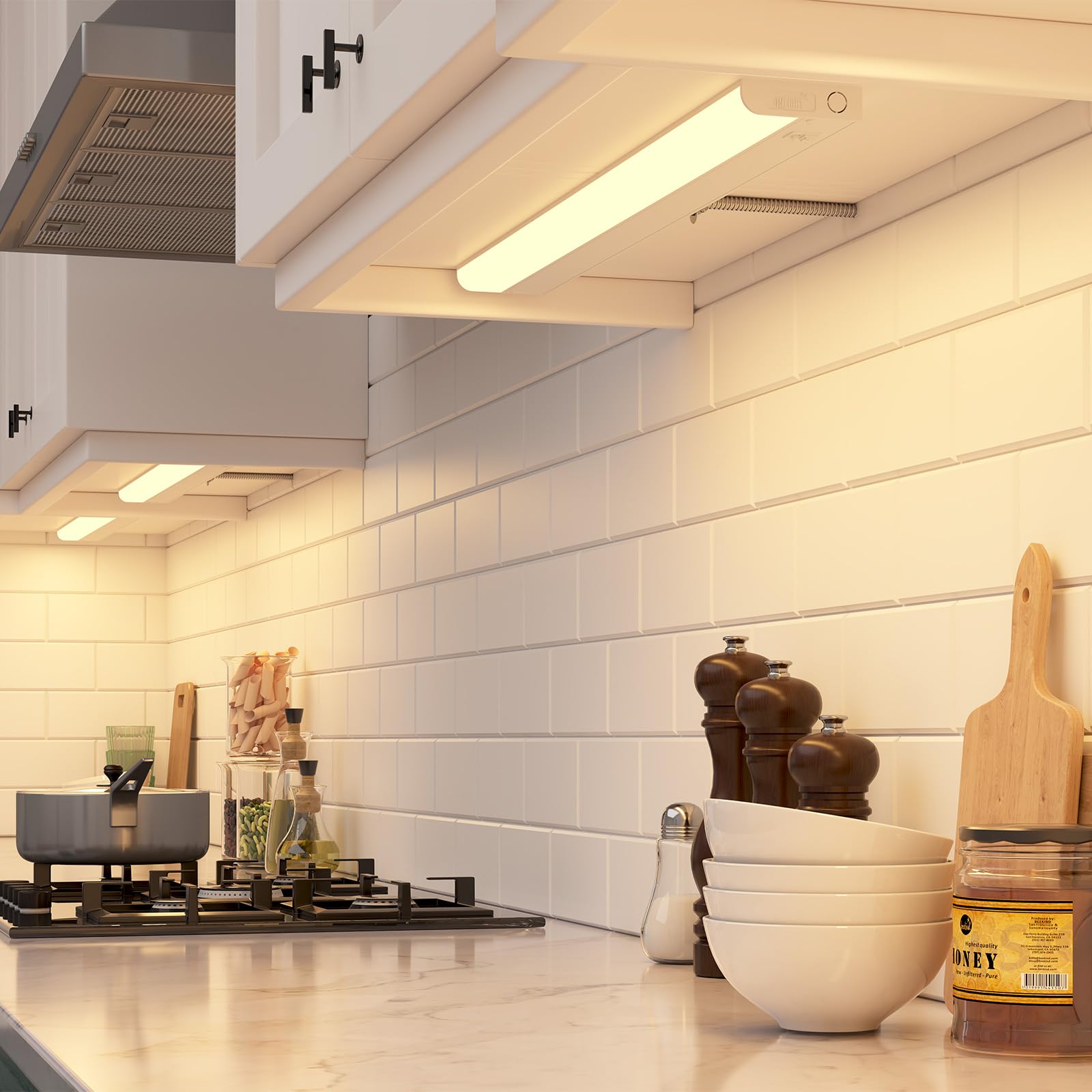 Getinlight 18-Inch Hardwired Only 3 Color Led Under Cabinet Lighting, Soft White(3000K), Bright White(4000K), Daylight White(500