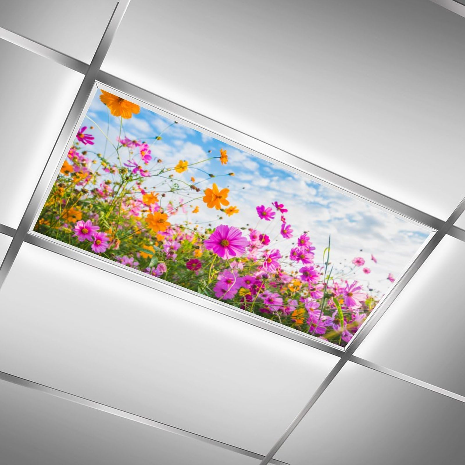 2Pack Fluorescent Light Covers Magnetic Light Cover,Fluorescent Light Shade Panel Ceiling Light Covers,Flower Fluorescent Light Covers For Classroom,Office And Home Drop Ceiling, 4 X 2 Feet