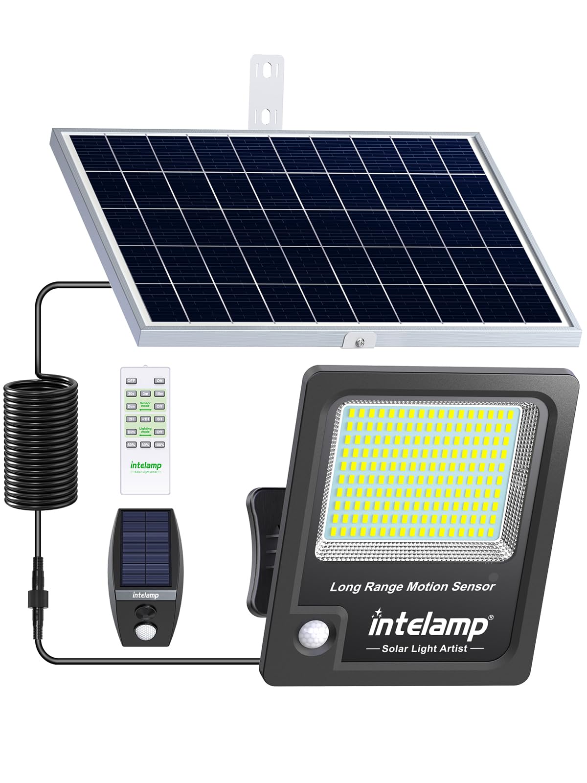 intelamp Solar Light Outdoor,12000mAh 2000LM Solar Motion Sensor Flood Security Lights with Remote Control, Solar Powered Outdoo
