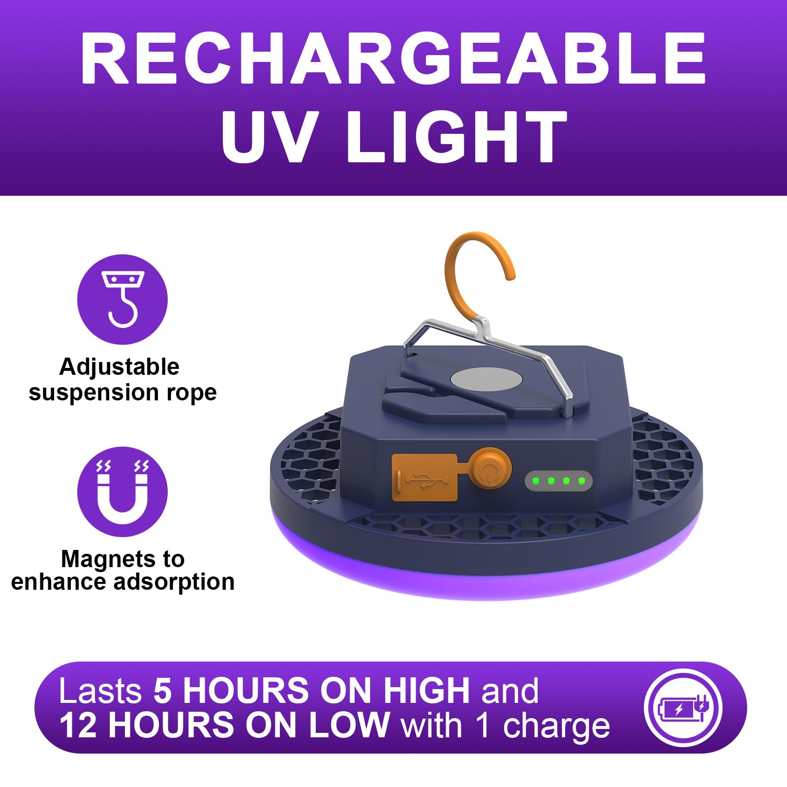 iodoo 96 LED UV Flashlight, 10000mAh Rechargeable, 3000 Lumens, Purple, Model: iodoo-CPL, Ideal for Parties & Pet Stain Detection