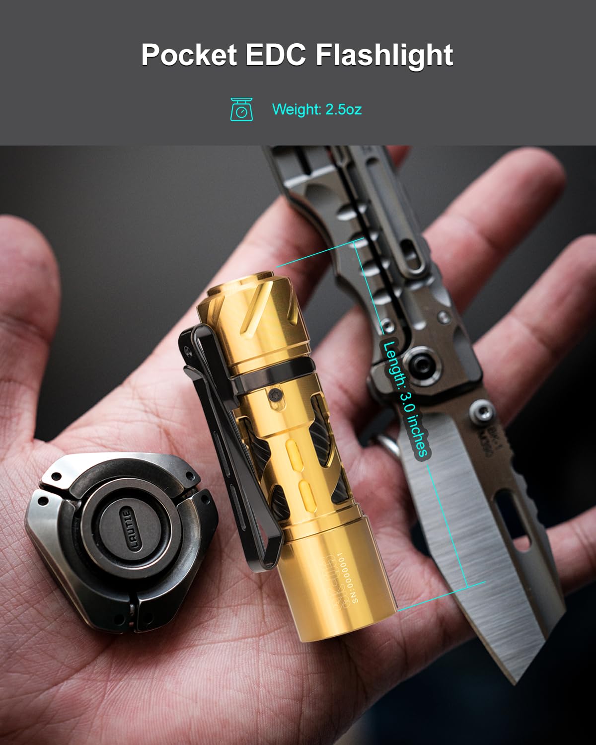 LOOP GEAR SK03 LED Flashlights High Lumens Battery Powered, Mini EDC Rechargeable Pocket Flashlight with Side Light and 4 Color