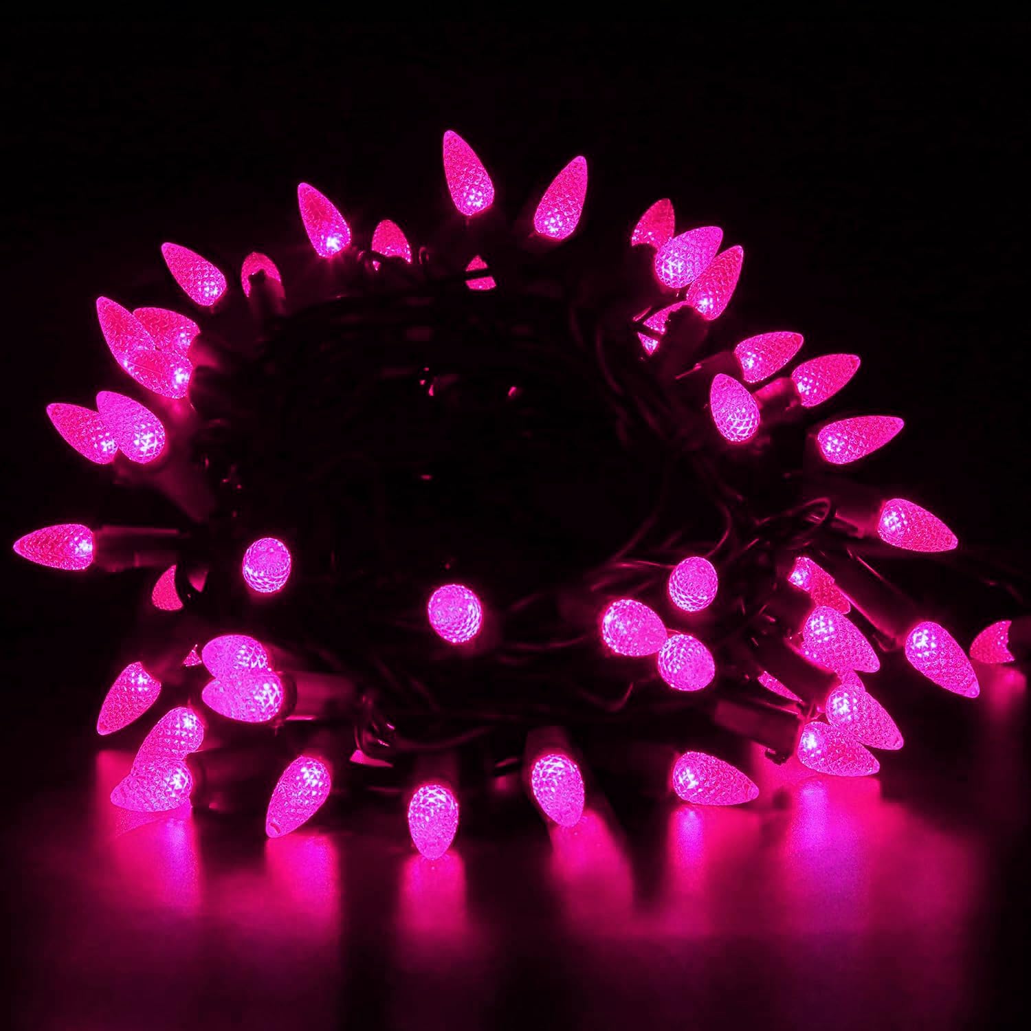 FOMOMDI C3 Outdoor Christmas Lights, 18Ft 50 LED Commercial Grade String Lights for Patio Garden Home Halloween Xmas Tree Holiday Indoor Decoration (1, Purple)