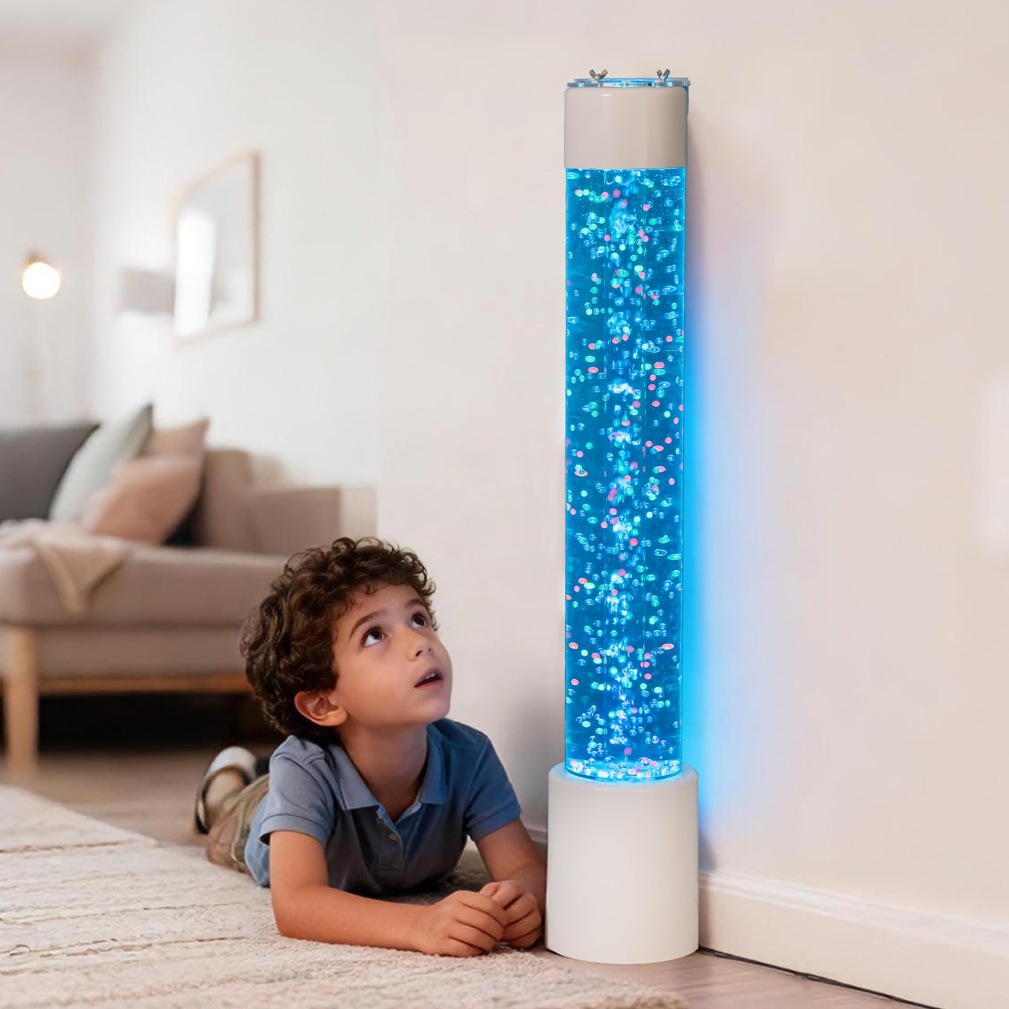 Bubble Tube Floor Lamp - Works with Various Controllers, Color-Changing Aquarium Mood Light for Visual Stimulation & Relaxation 