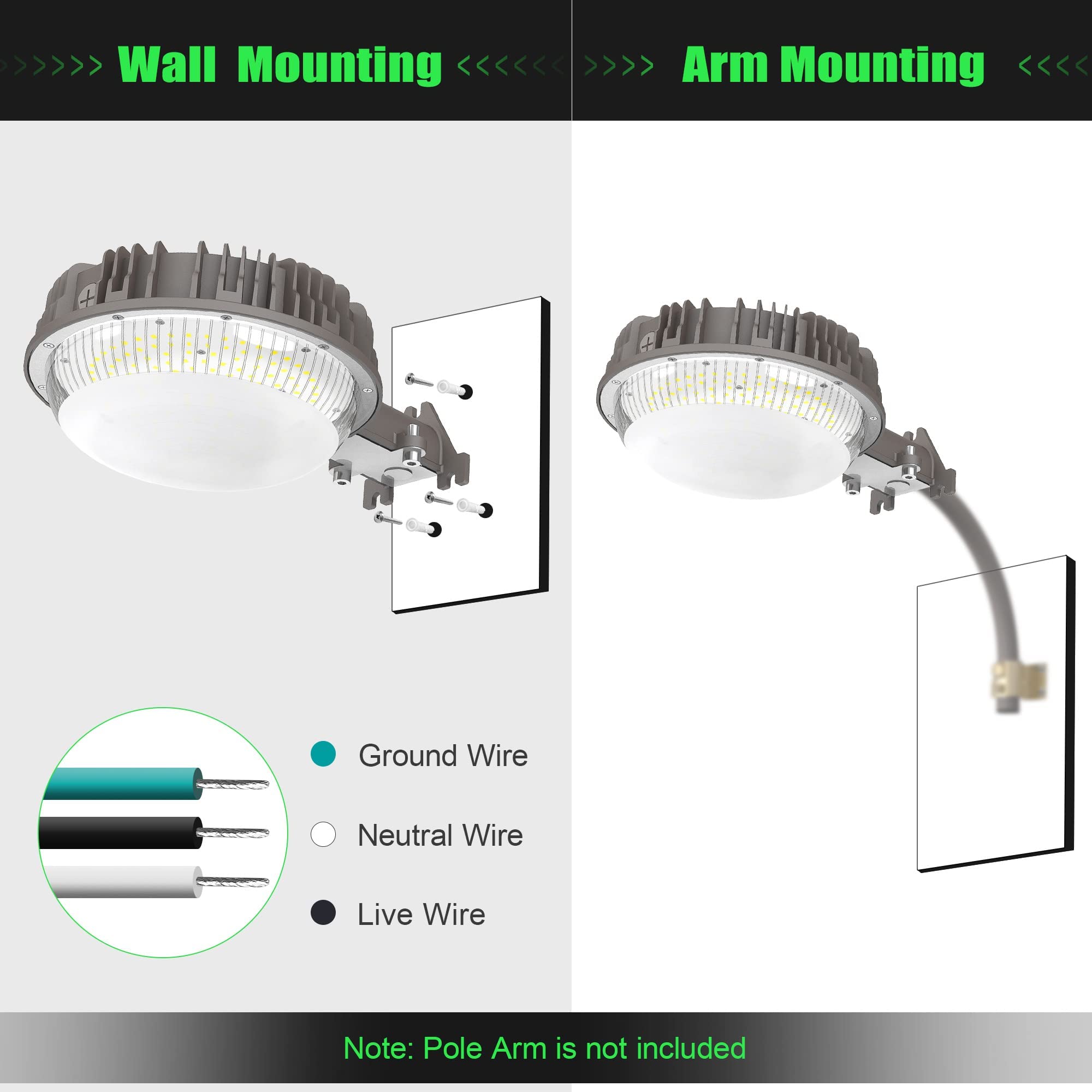 NUOGUAN 100W LED Barn Light 15000LM, Dusk to Dawn, ETL Listed, 5000K Daylight, Aluminum, IP65 Waterproof, Model NG-SP-