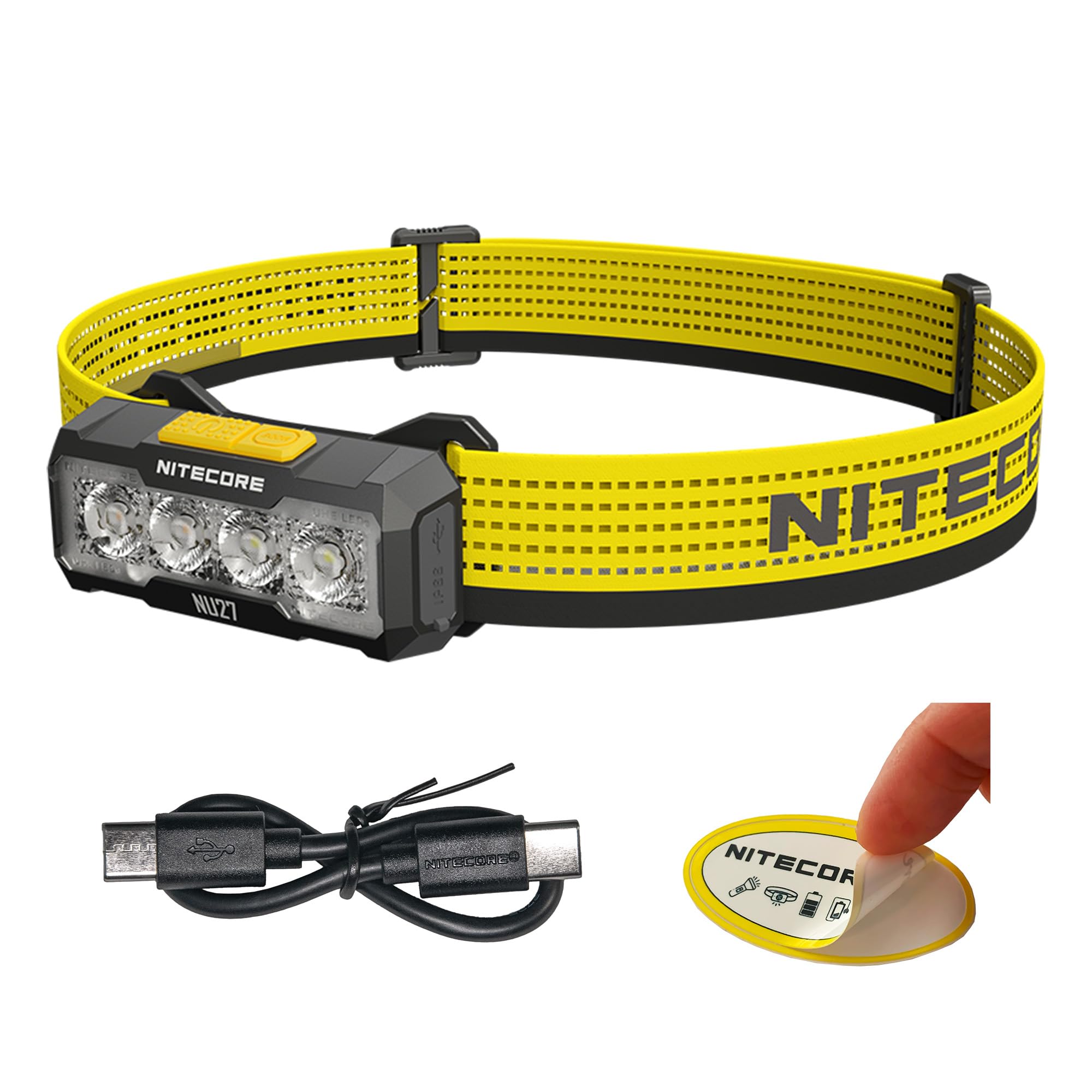 Nitecore NU27 Headlamp, 600 Lumens, USB-C Rechargeable, Warm/Cool White & Red Light, Black