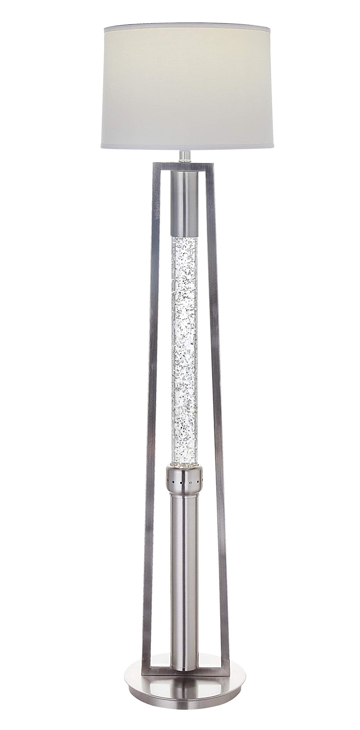 HomeRoots Lighting 15'' X 15'' X 58'' Brushed Nickel Metal Glass LED Shade Floor Lamp