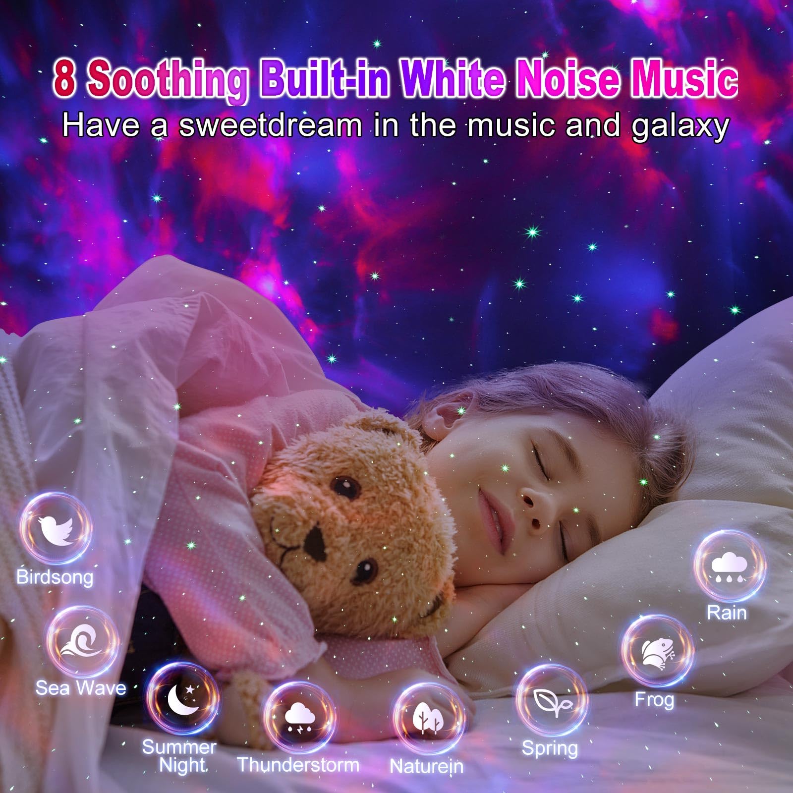 Star Galaxy Night Light Projector For Kids Bedrooms - Astronaut Space Projector - With Remote Control And Timing Function - For