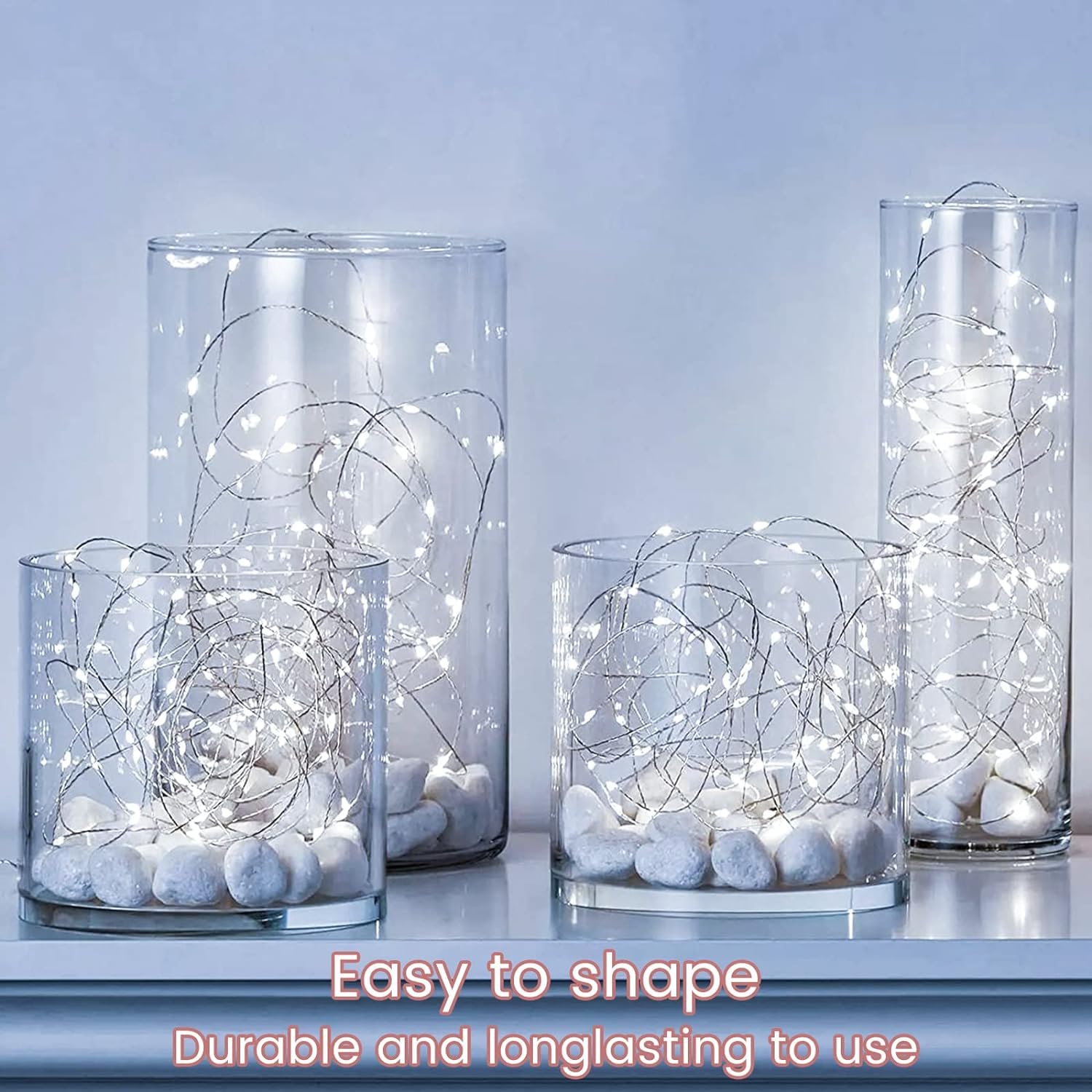 24 Pack Fairy Lights Battery Operated String Lights 7 Feet 20 Led Waterproof Christmas Lights Silver Wire Firefly Starry Moon Lights For Bedroom Diy Party Wedding Patio White