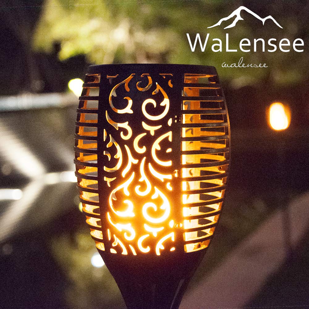 Walensee Super Large Size Solar Lights Outdoor Upgraded 43"(6 Pack) 96 Led Waterproof Flickering Flames Torch Lights Solar Spotlights Landscape Decoration Lighting Dusk To Dawn Auto On/Off Security