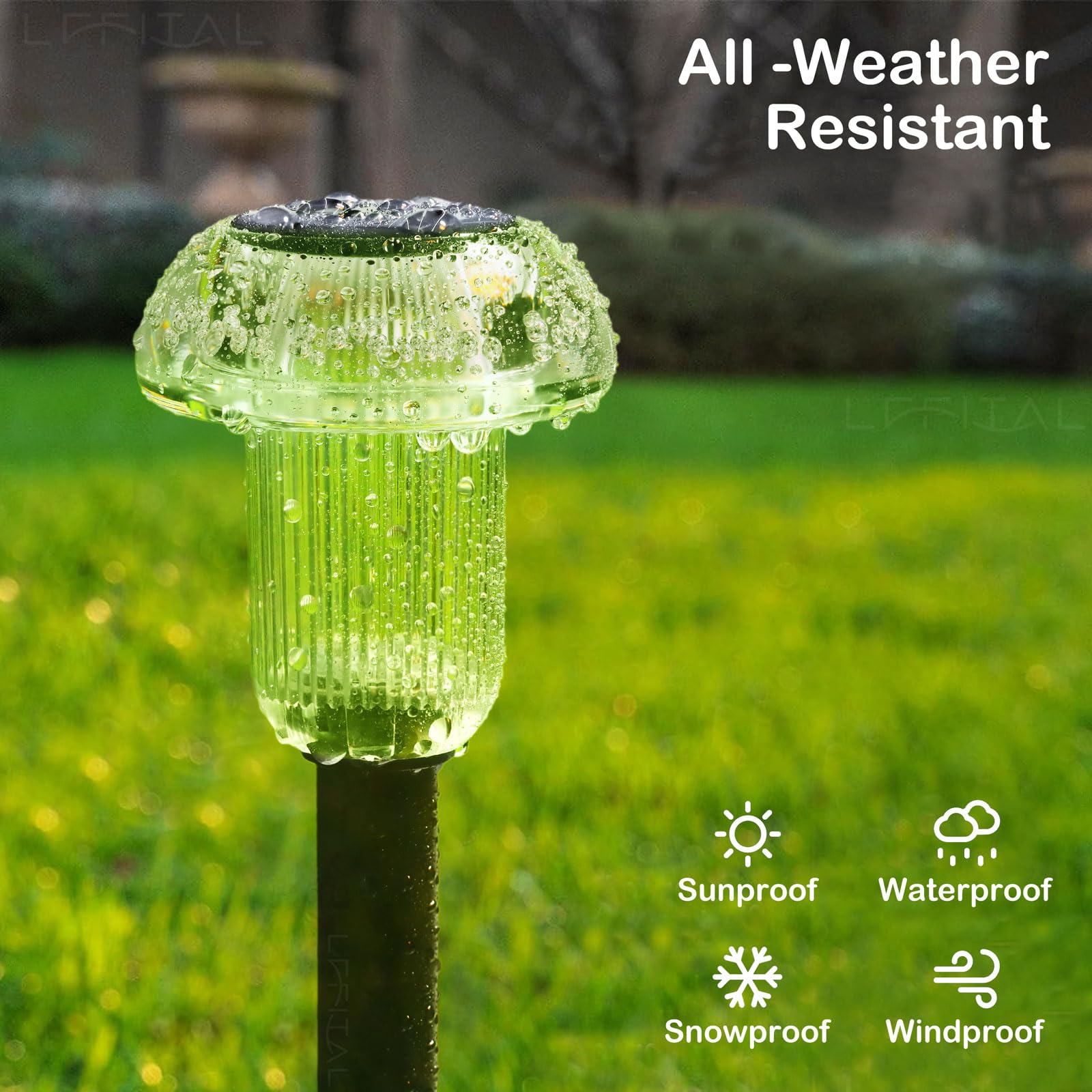 Lffital Halloween Solar Lights Outdoor 8 Pack Green Solar Pathway Lights Outdoor Mushroom Led Waterproof Lighting Stake For Outside  Yard  Path  Garden  Lawn  Patio  Landscape Decorations