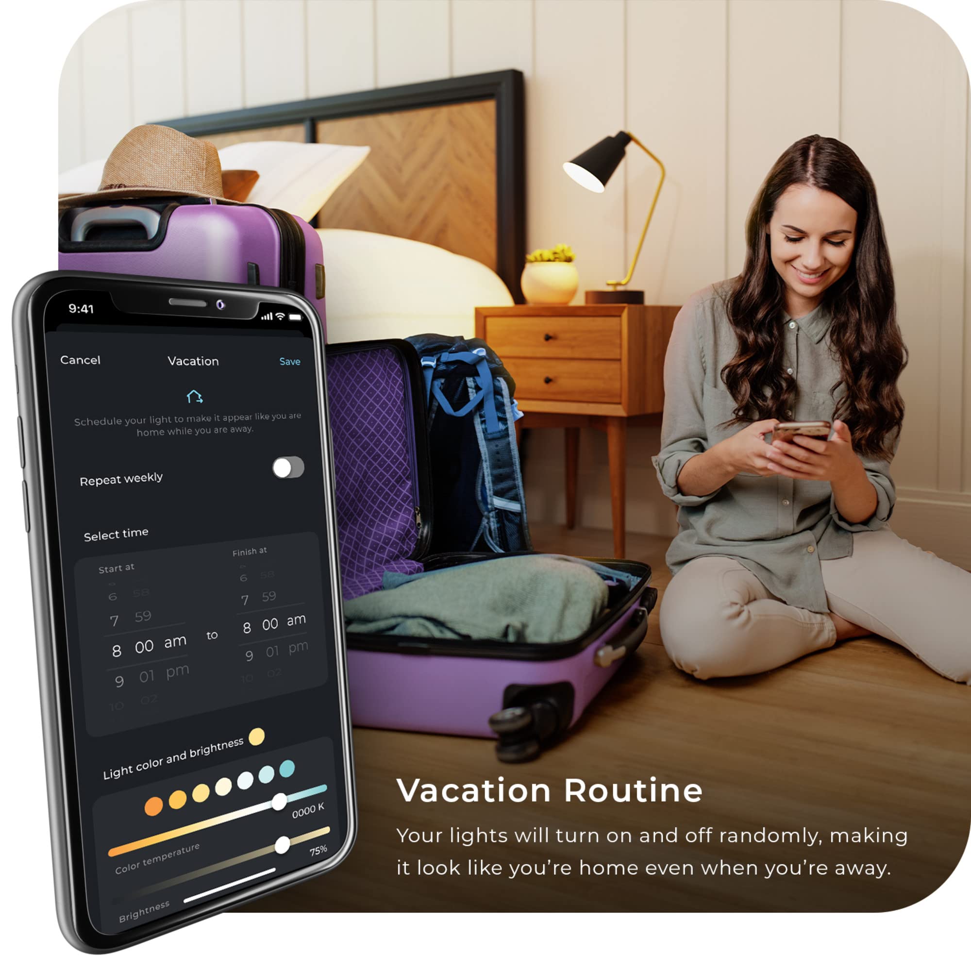 Globe Electric 34919 Wi-Fi Smart 5.5W (60W Equivalent) Straight Filament Tunable White Amber Glass Led Light Bulb, No Hub Required, Voice Activated, 2000K - 5000K, Vintage Edison Style, 500 Lumns